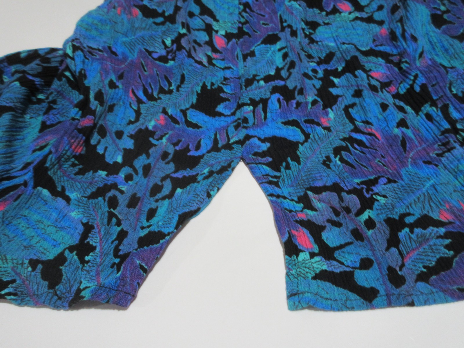 Sz 24 Vtg Ship ’n Shore Blouse CRINKLE Cottagecore Grandma 80s Blue Floral USA