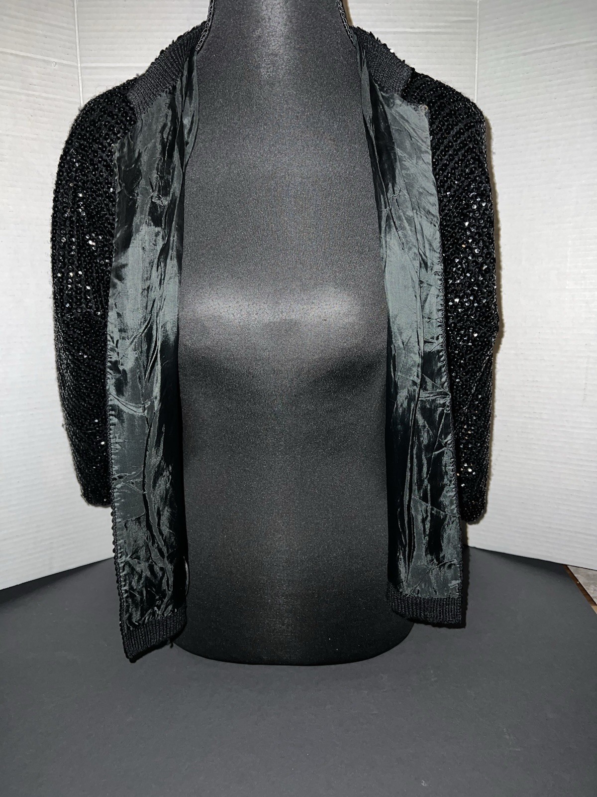 Vintage Cyn Les Sequin Women’s Black Sequin Lined Jacket EU 38 US 6–8 Elegant