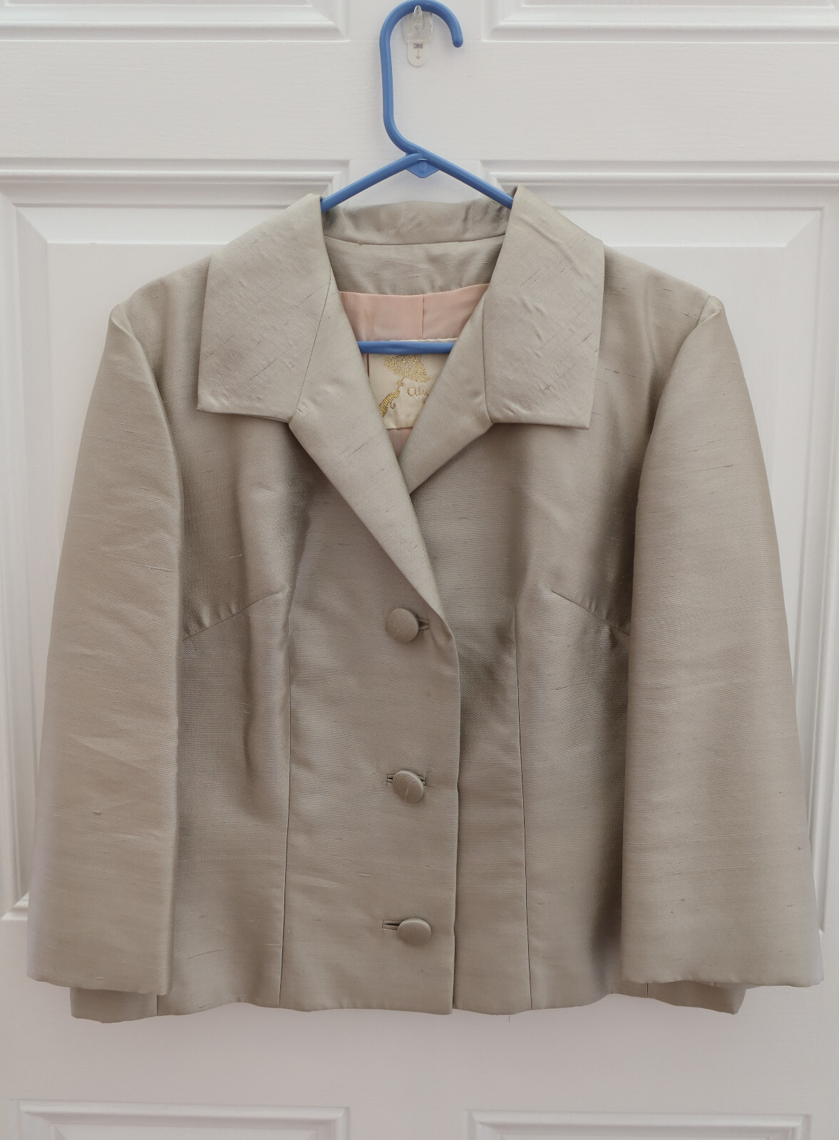 Vintage 1960s Silver Sheen Gino Rossi Cocktail Evening Jacket – Size L/XL