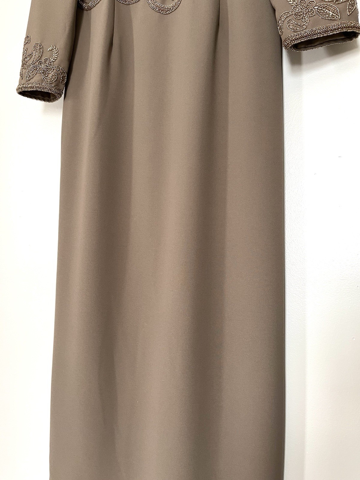 Vintage Taupe Mother Of The Bride Evening Gown Beaded