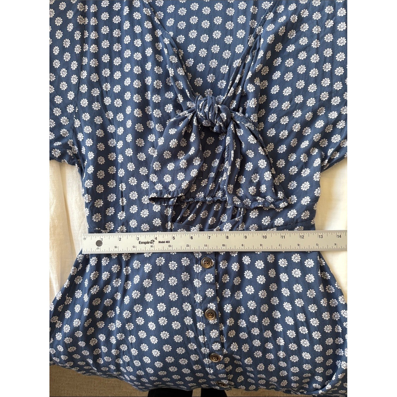 Rip Curl Floral Tie-Front Dress – Blue Coastal Surfer Girl Beach Boho Size M