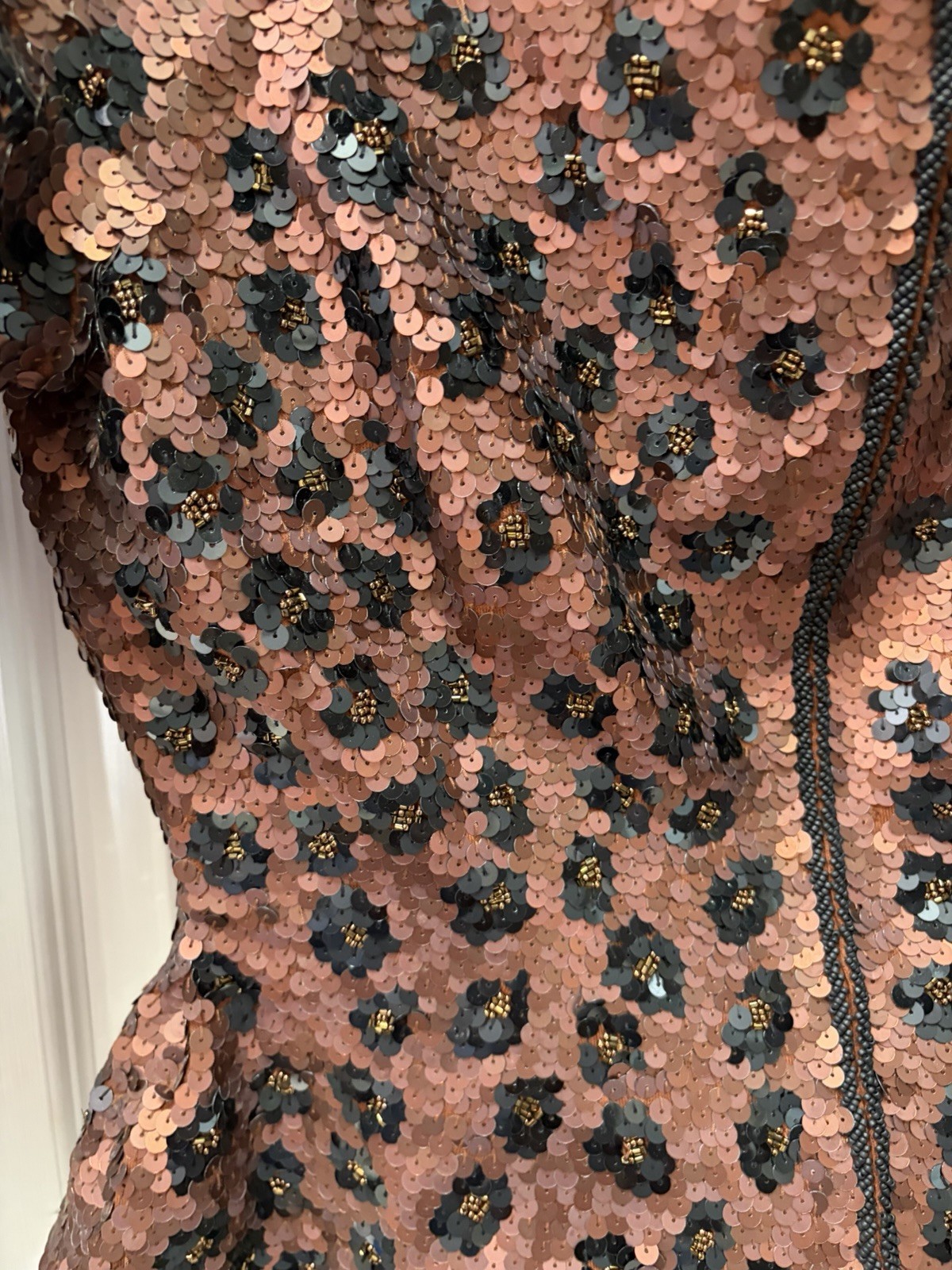 Vintage 1990s Carmen Marc Valvo Sequin Skirt & Jacket Size Small Leopard