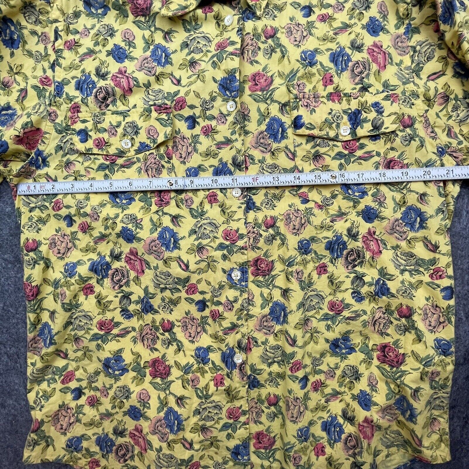 VTG Henry Lehr Shirt Womens Large Butter Yellow 70s Boho Grandma Romantic Boxy