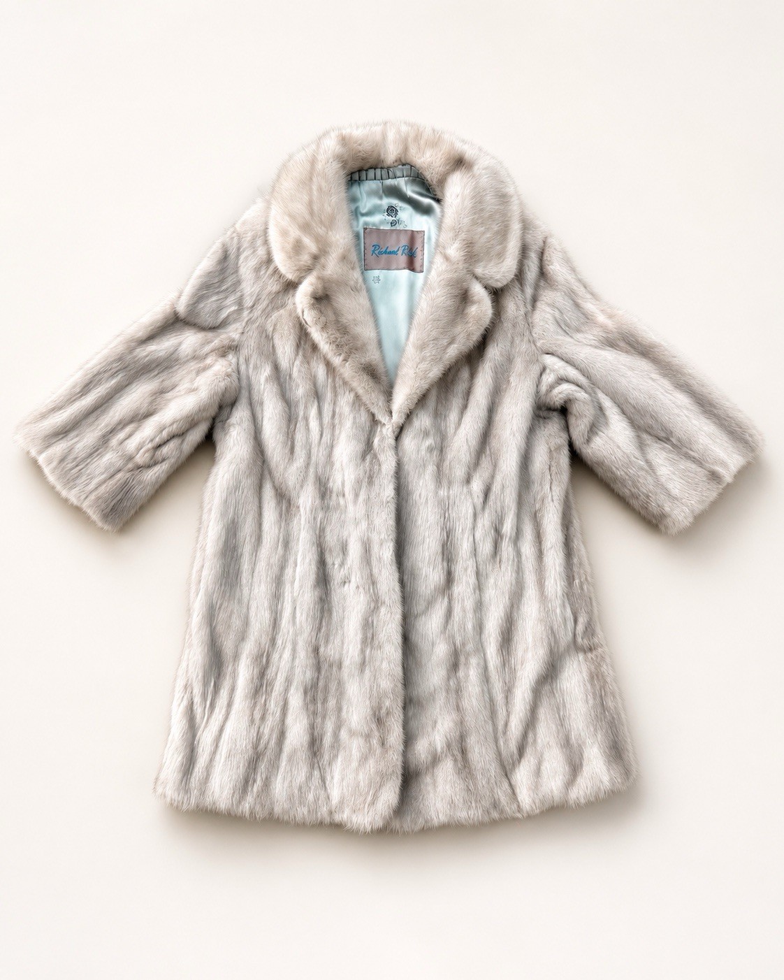 Richard Pels Cerulean Silver Blue Mink Fur Coat Pale Gray Satin Lining Soft M