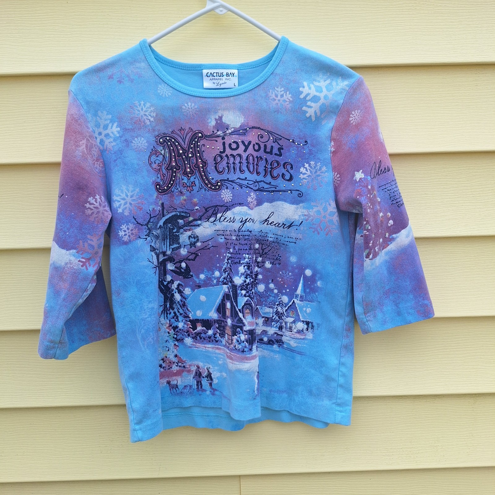 Vtg Shirt Bedazzled Size L 90s Cactus Bay USA Y2K Mature Grannycore Grandmacore