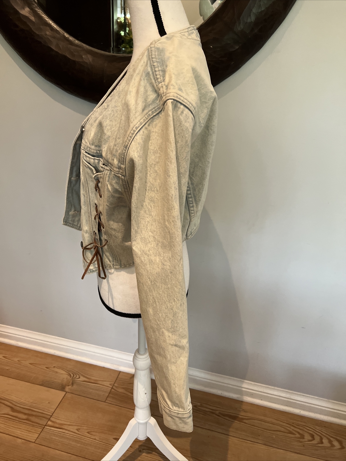VTG Original LA Gear Cropped Acid Wash Blue Jean Denim Jacket Large Y2K 80s 90
