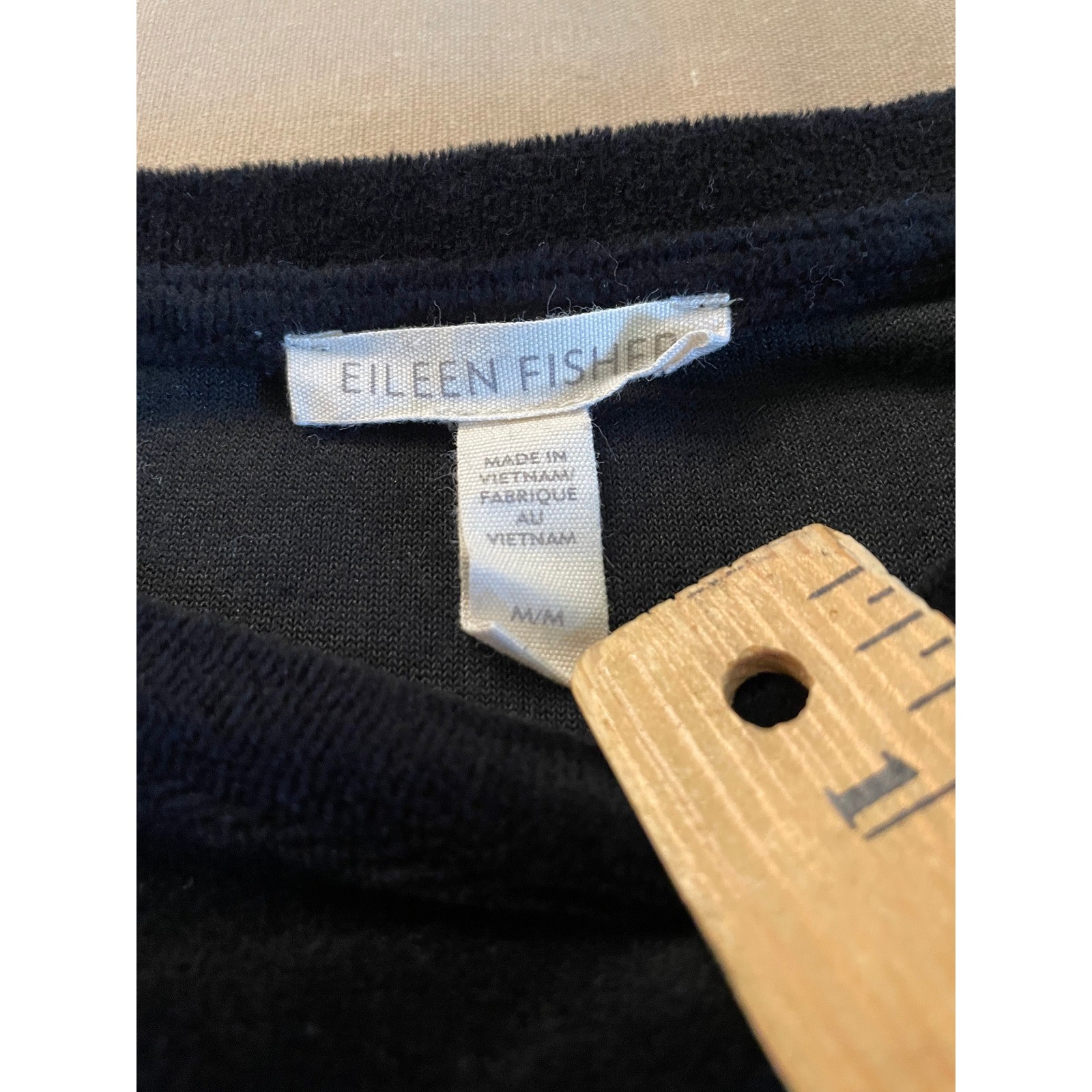 Eileen Fisher Velour Crew Neck Size M Black Organic Cotton Oversized Plush Cozy