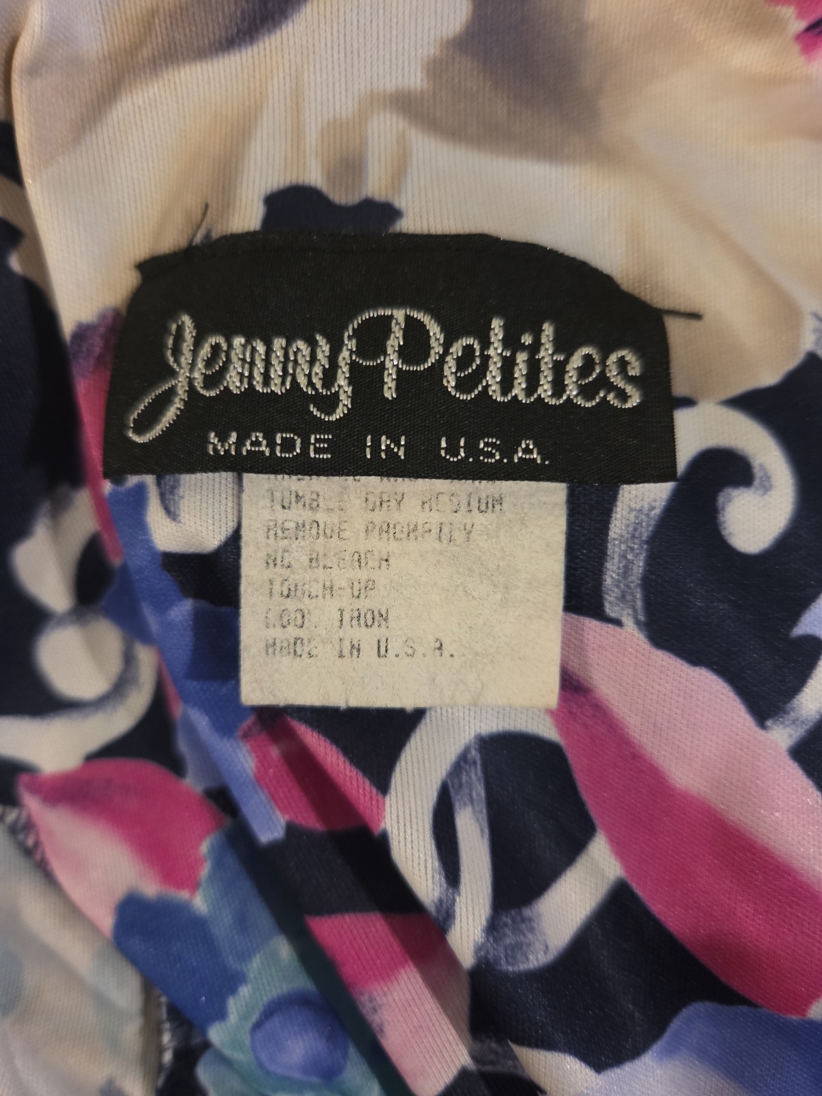 Jenny Petites Vintage floral Pop art Dress Blue Floral Puss Sleeve Pencil Skirt