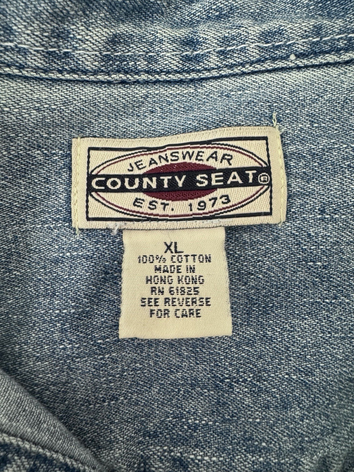 90s Vintage Jean’s Wear Country Seat Denim Button Up Shirt Womens XL 100% Cotton