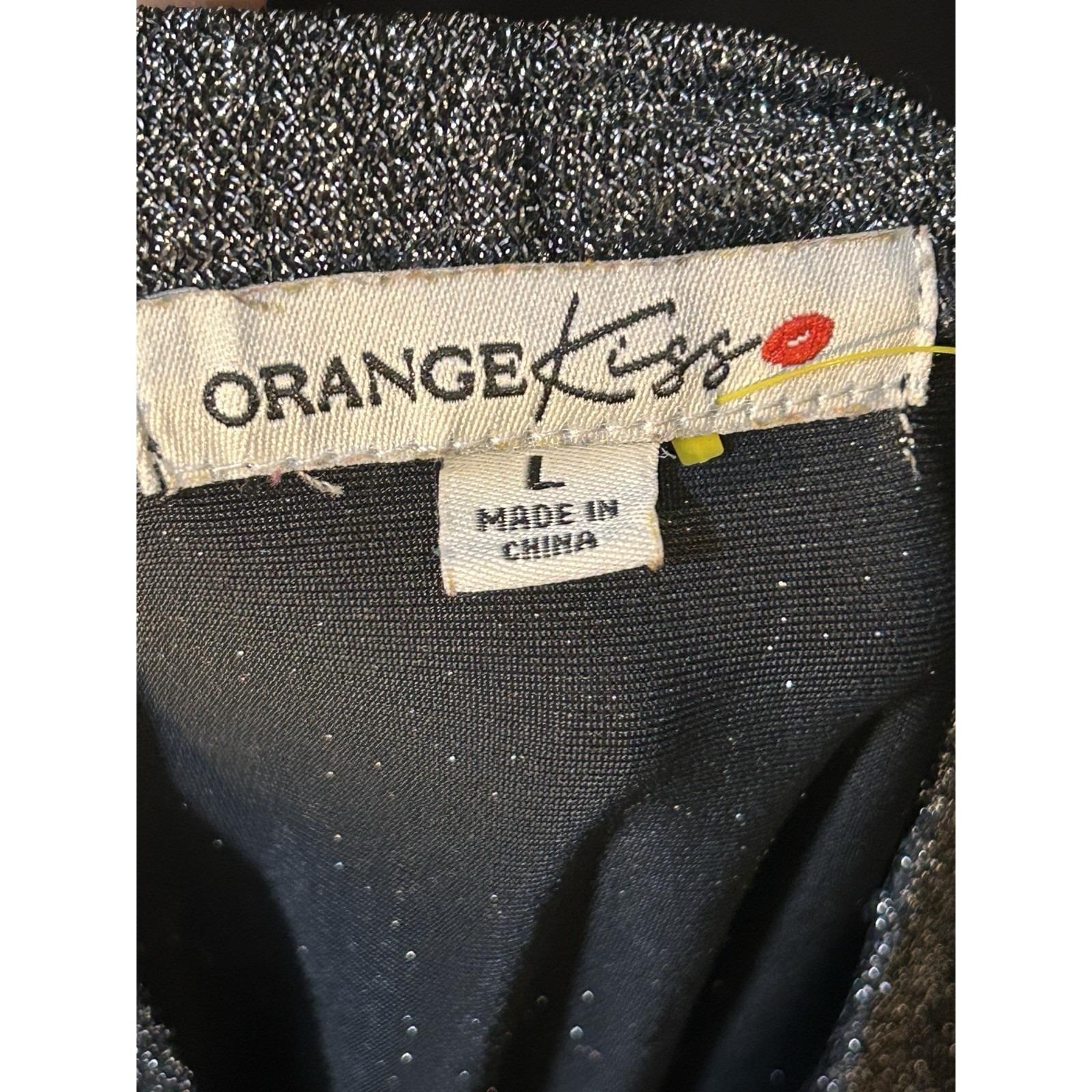 Vintage Y2K Black & Silver Lurex Metallic Mock Neck Top Large