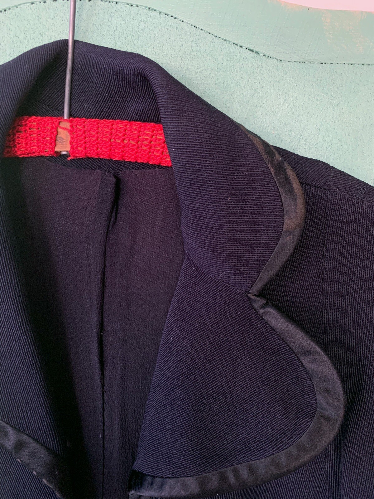 Vintage 1940s Navy Blue Princess Coat Wool Rayon Celluloid Buttons Size XS