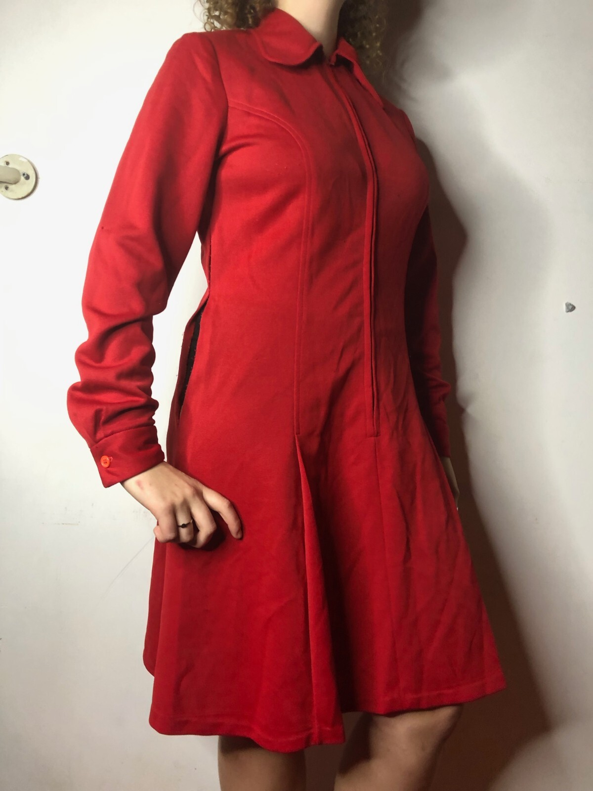 Vintage Zora Melbourne 1960s Red Terylene Dress Mod Go Go AU waist 30″