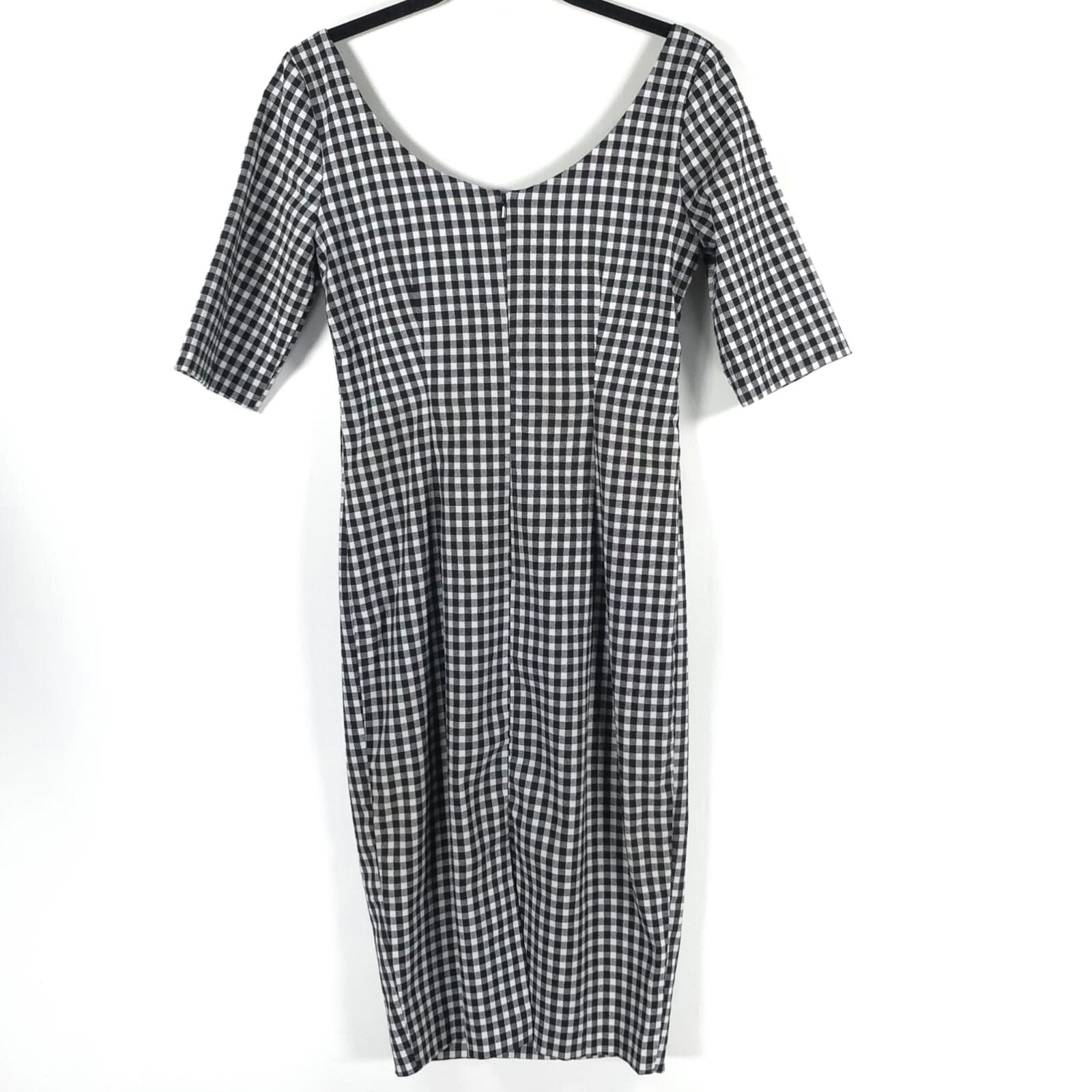 GLAMOUR BUNNY Jacky 60s Jacky Pencil Dress Gingham Back Slit Chic Bow Size XS