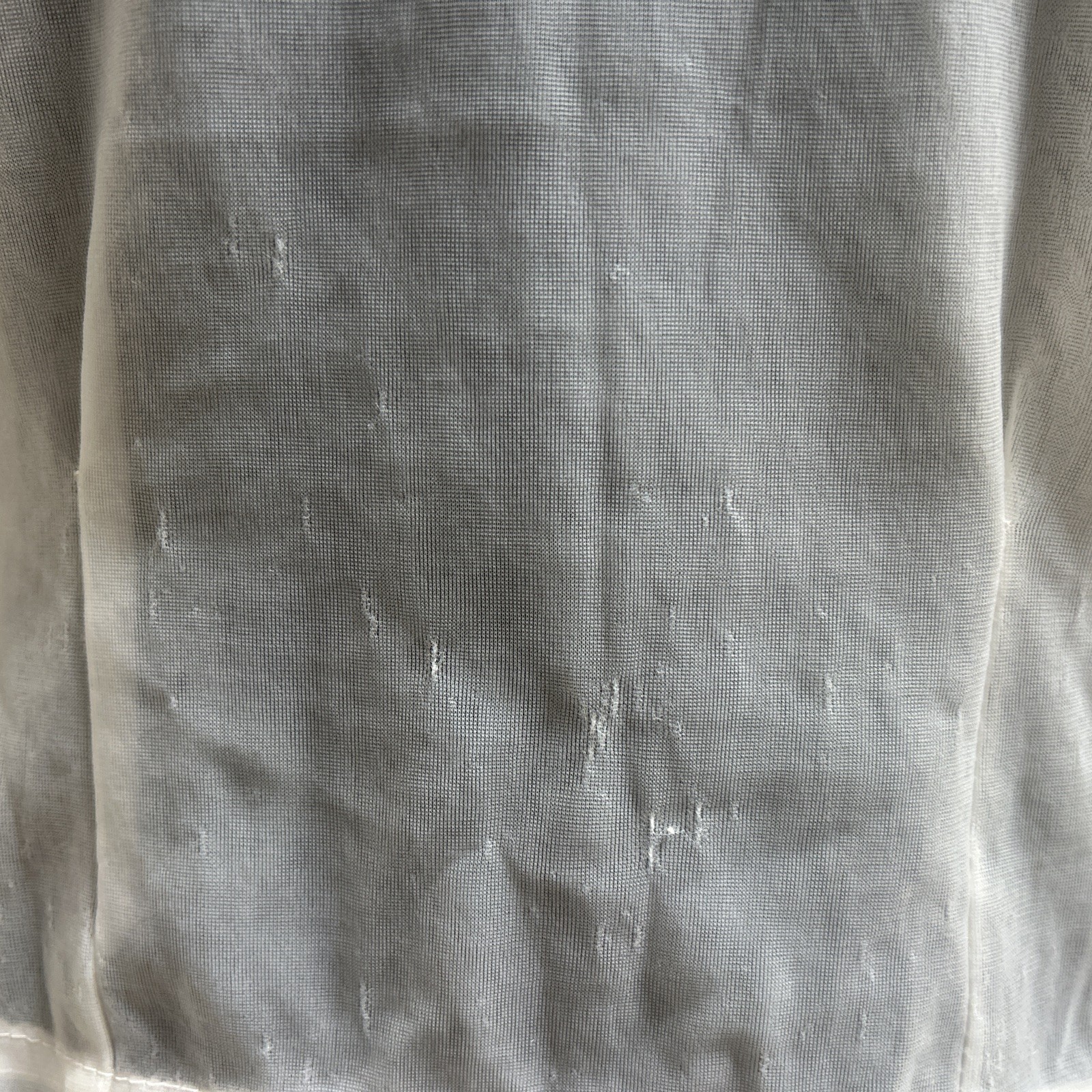 Vtg White Sheer Nylon Prairie Victorian Country Revival Floral Buttons Sz S