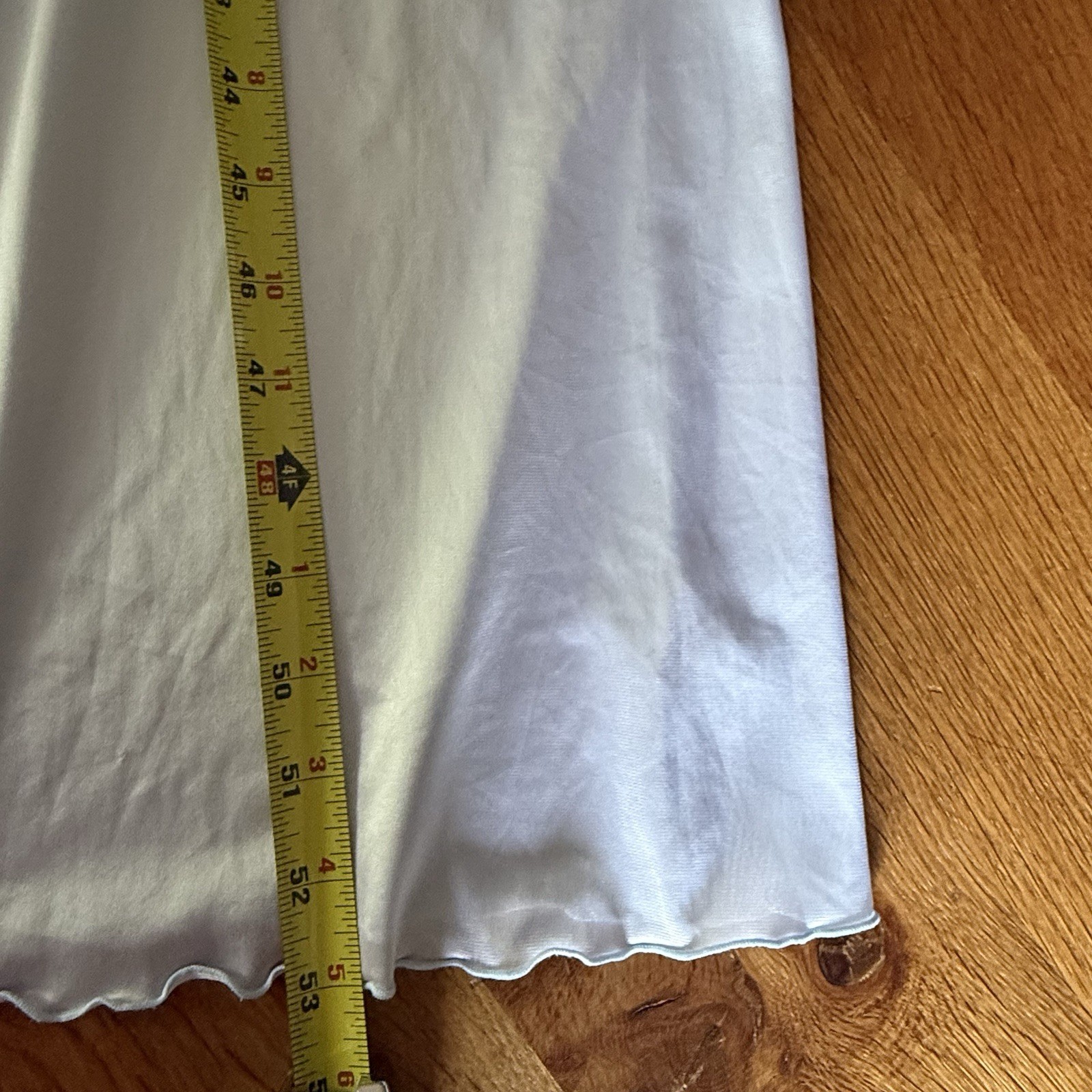 Vintage Light Blue Nylon Nightgown Lace Embroidered Maxi Gown USA Union Made L