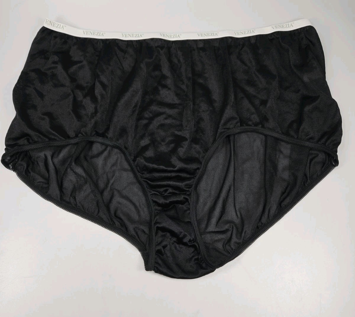 Vintage Venezia Nylon Silky Sheer Panty Sz 14 Granny Sissy High Rise Black Sexy