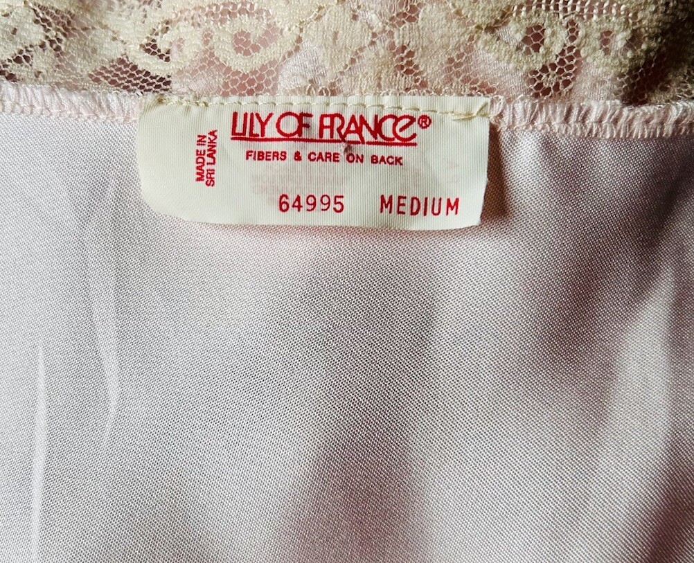 Rare Vintage Lily Of France Teddy Romper Pink Satin Lingerie With Lace Sz M EUC