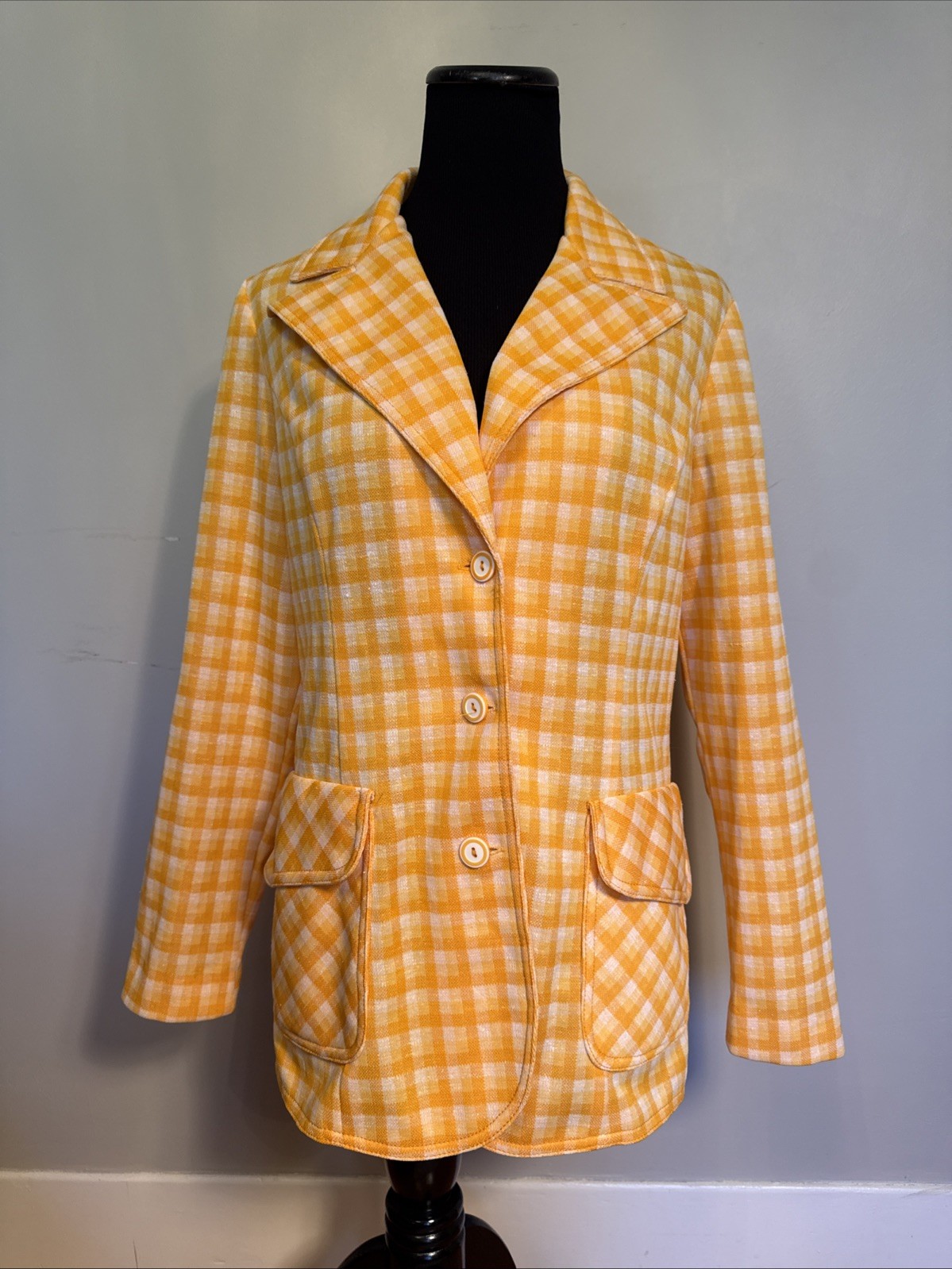 Vintage 1970’s Alex Colman California Plaid Blazer Jacket Dagger Collar S/M