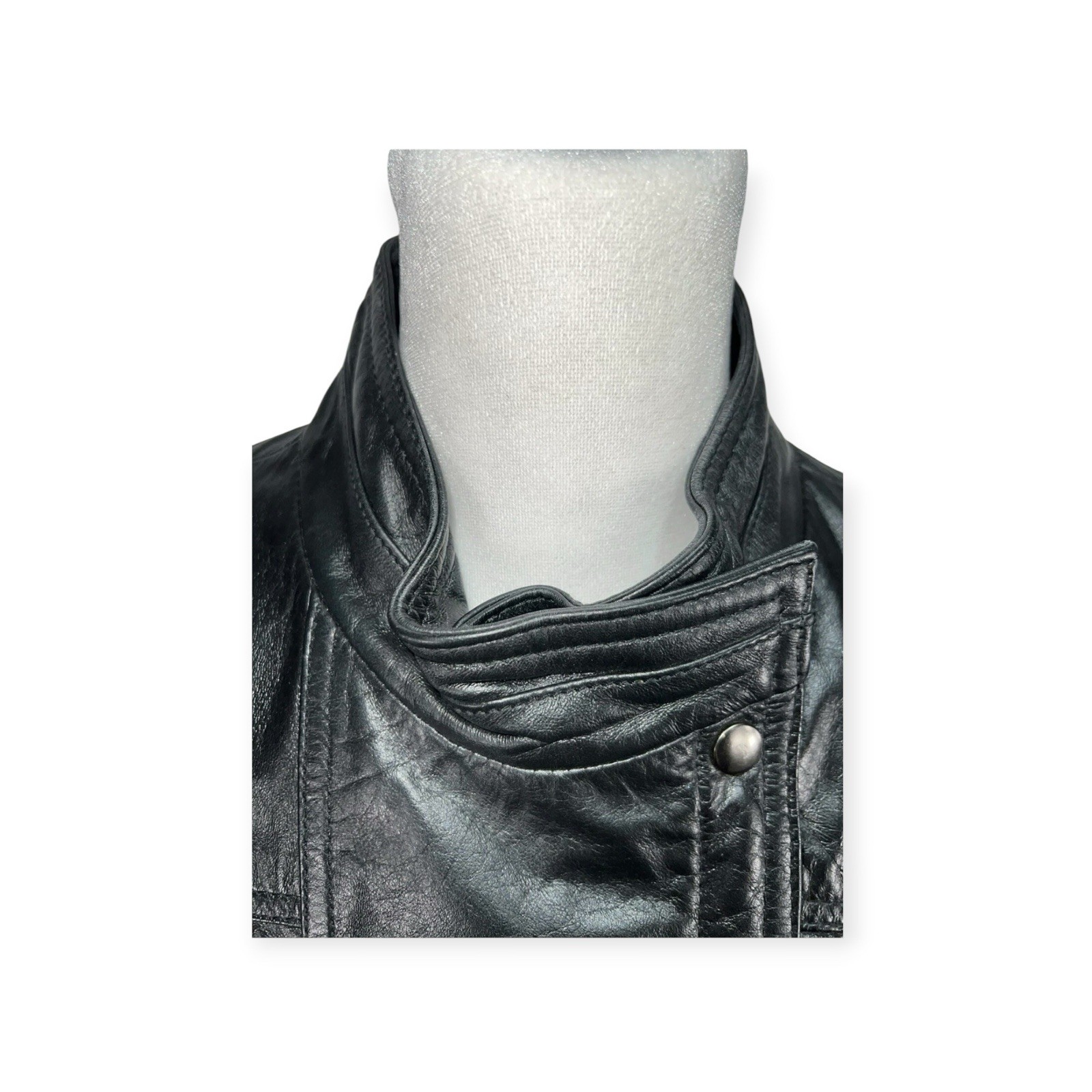 VTG 80s NEW WAVE LEATHER THRILLER JACKET PUNK ROCK GOTH HALLOWEEN BIKER EDGY EMO
