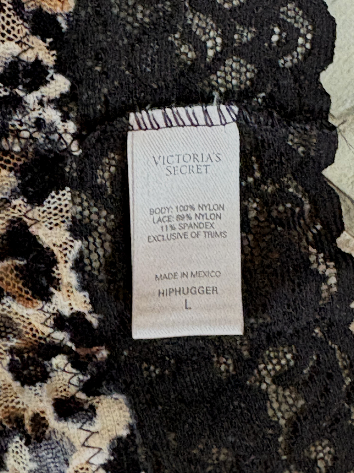 625 VICTORIA’S SECRET Large ANIMAL PRINT Sheer Lace Hipster Bikini #6403