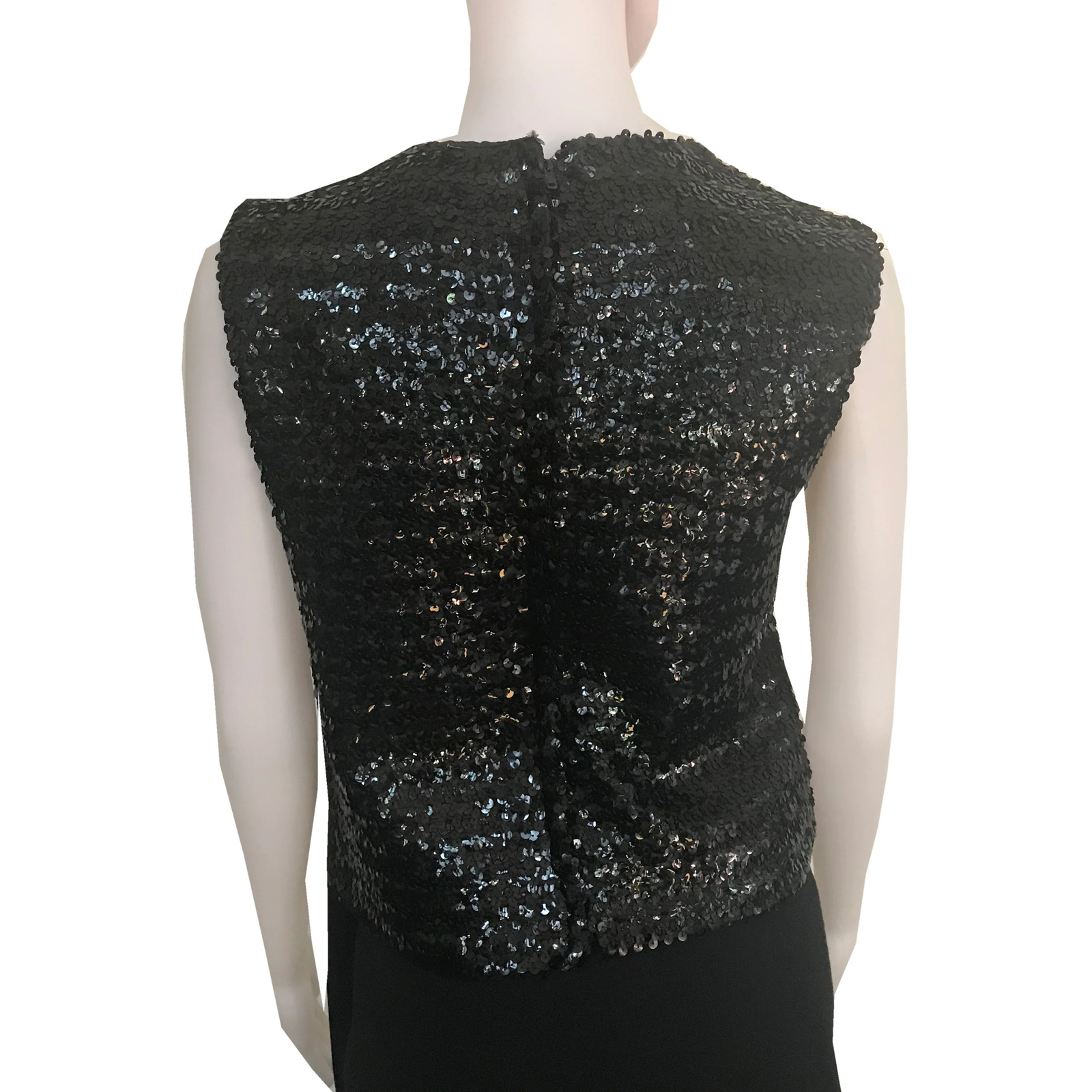Vintage 1960s Stephen O’Grady Black Sequined Sleeveless Crop Top Size Small