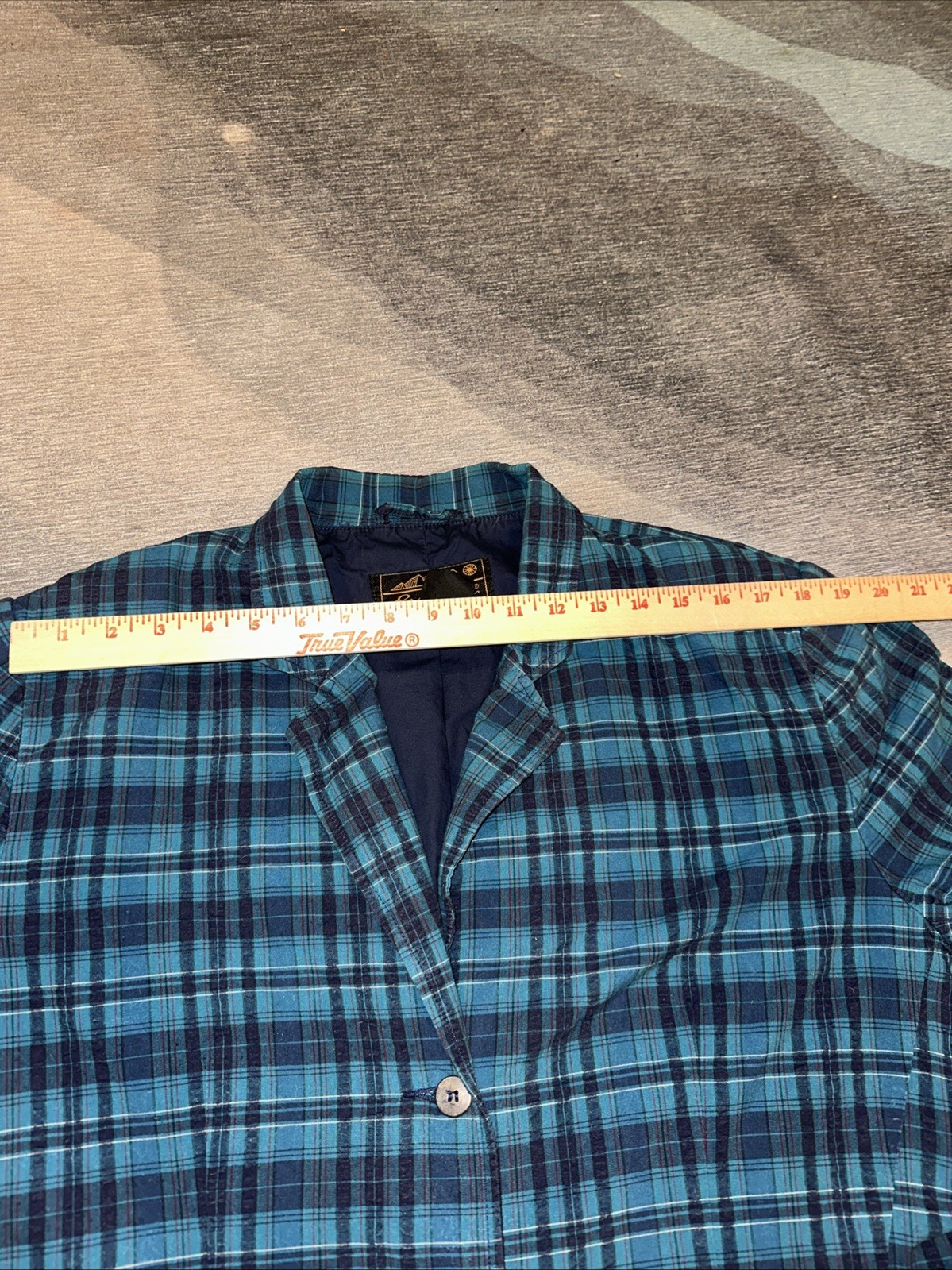 Vintage Eddie Bauer Blue Plaid Blazer Poplin Sport Jacket Women’s Sz Lg