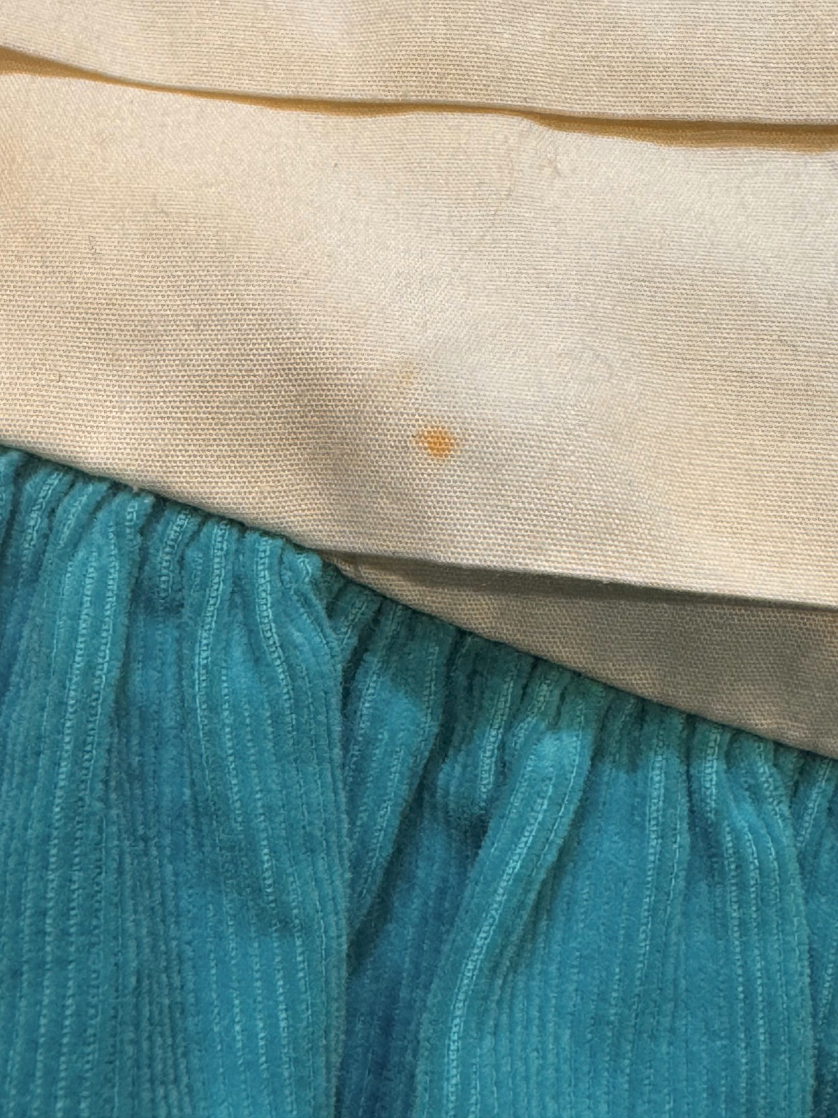 Vintage Kathryn Conover Turquoise Corduroy and White Cotton Pleated Bodice – 8