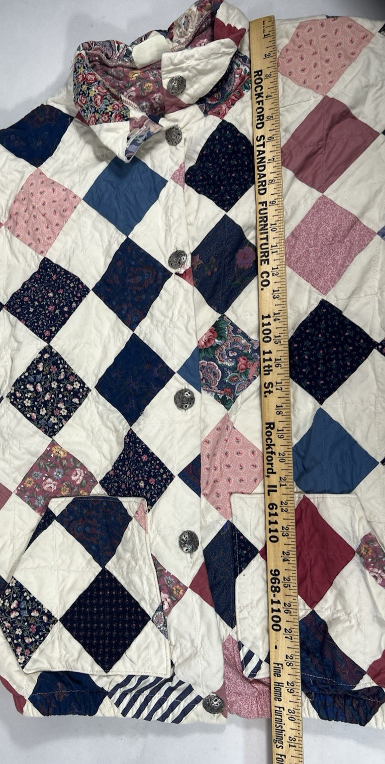 Vtg 80’s Handmade Patchwork Quilt Jacket Size M USA Made Granny Core Cottagecore