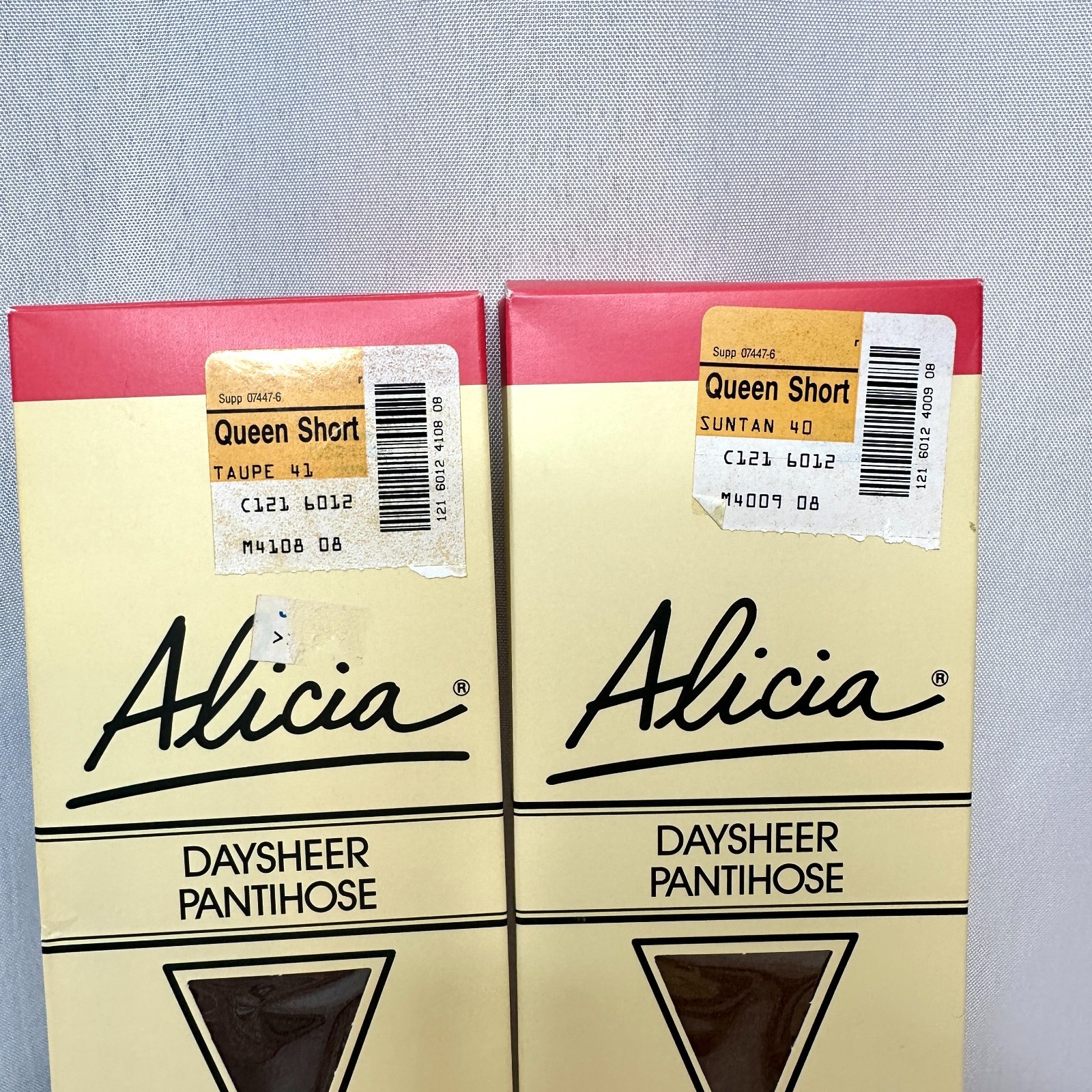 Vintage Alicia Daysheer Pantyhose Lot of 2, Queen Short Reinforced Panty and Toe