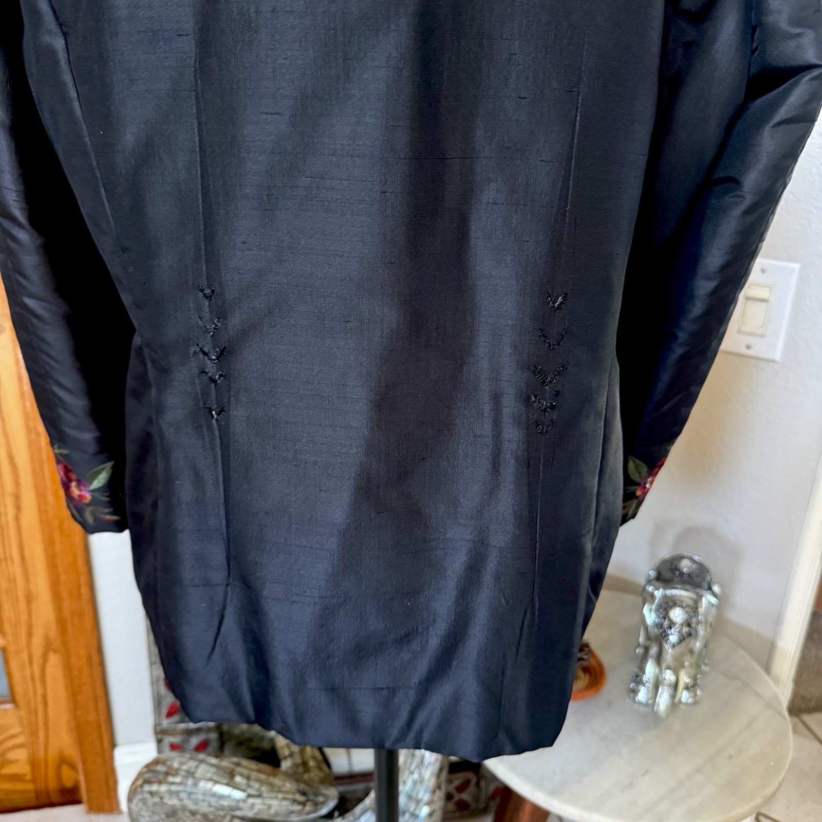 Vintage Korean Sul Yun Hyoung Designer Black Blazer Floral Embroidered Jacket