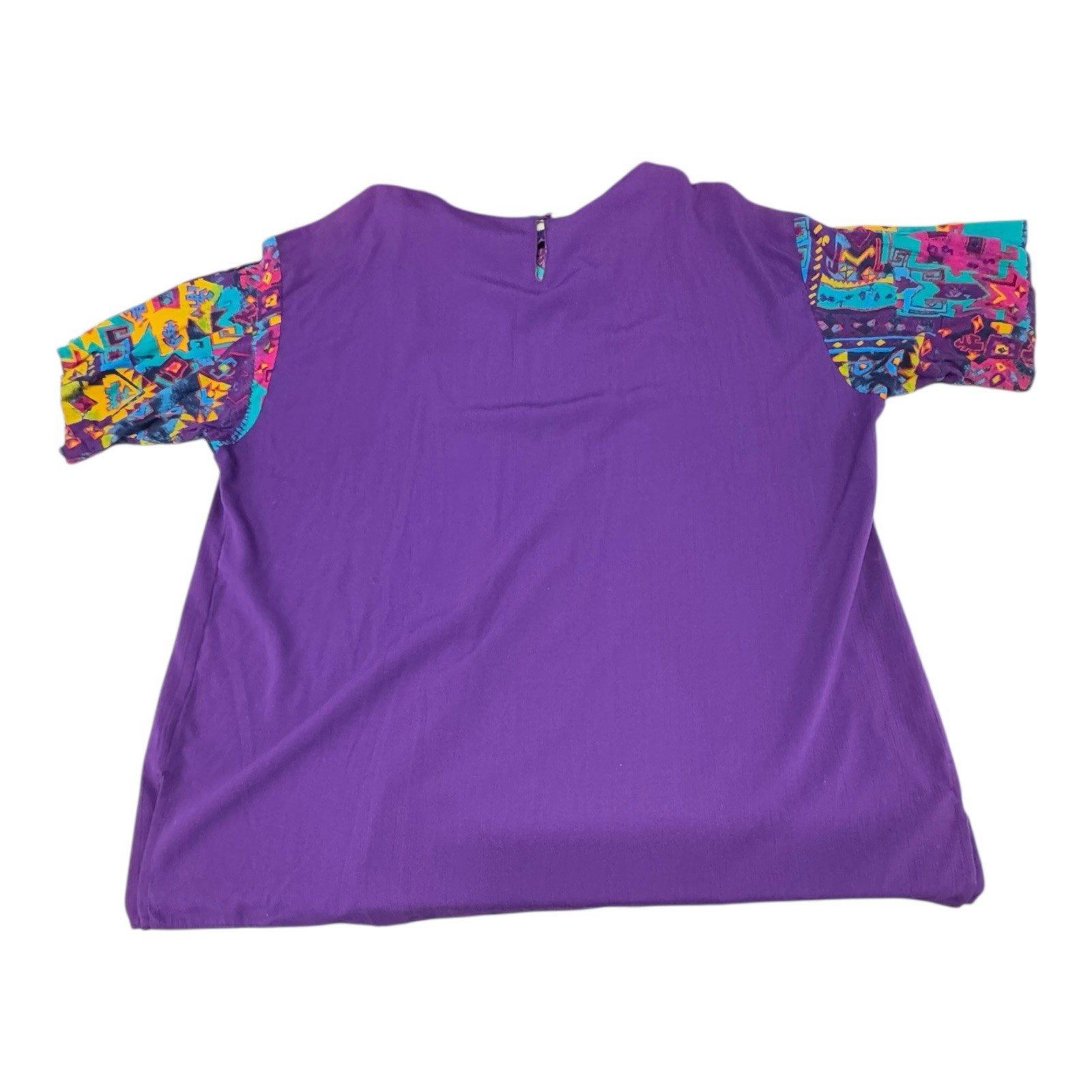 Vintage C.M. Shapes Purple 2X Southwestern Tribal Aztec Motif Short Sleeve Shirt
