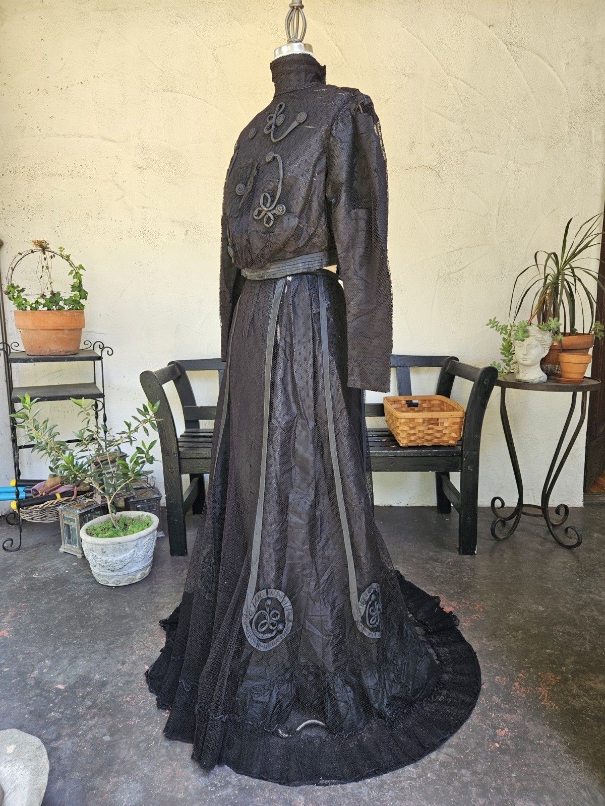 Haunted Antique 1800s Victorian Mourning Dress 2 Piece Black 19th Century Size M