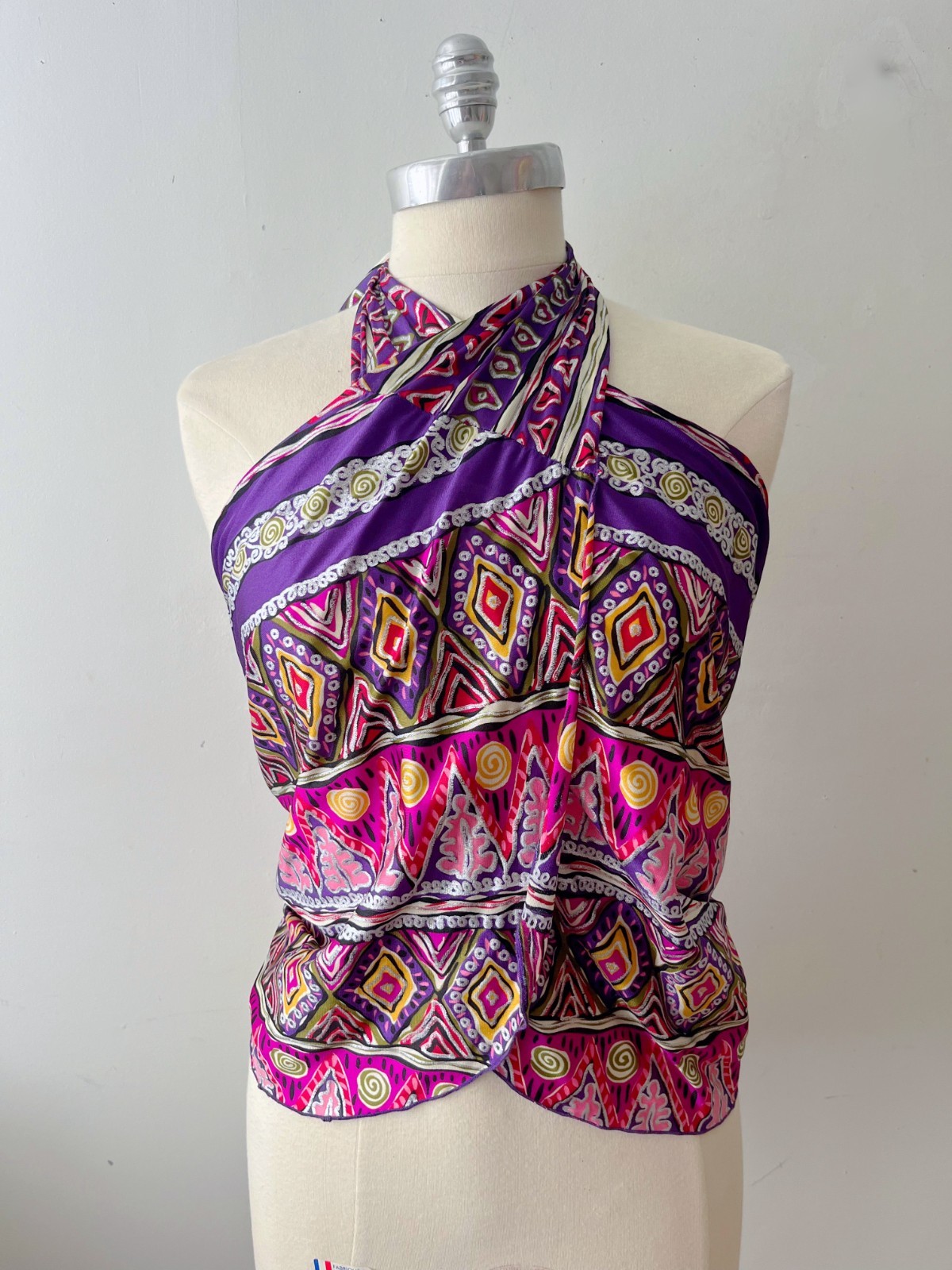 Vintage 80s 90s French Riviera Cote d’Azur Sarong Halter Top M/L