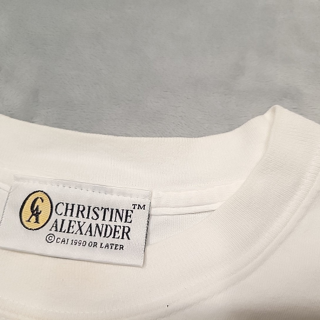 VTG Christine Alexander Shirt Women L White Rhinestone Tulips Floral Made In USA