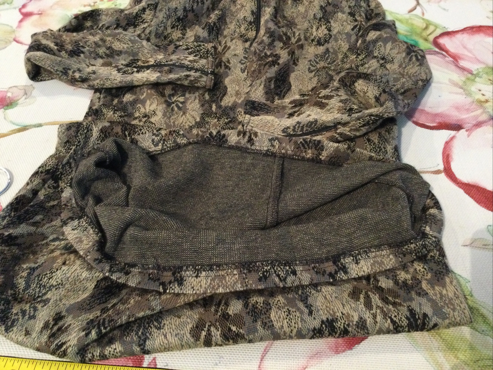 Vintage 80s Sweater Knit Brown Grey Padded Shoulder Dress Bodycon L/S Sz 11