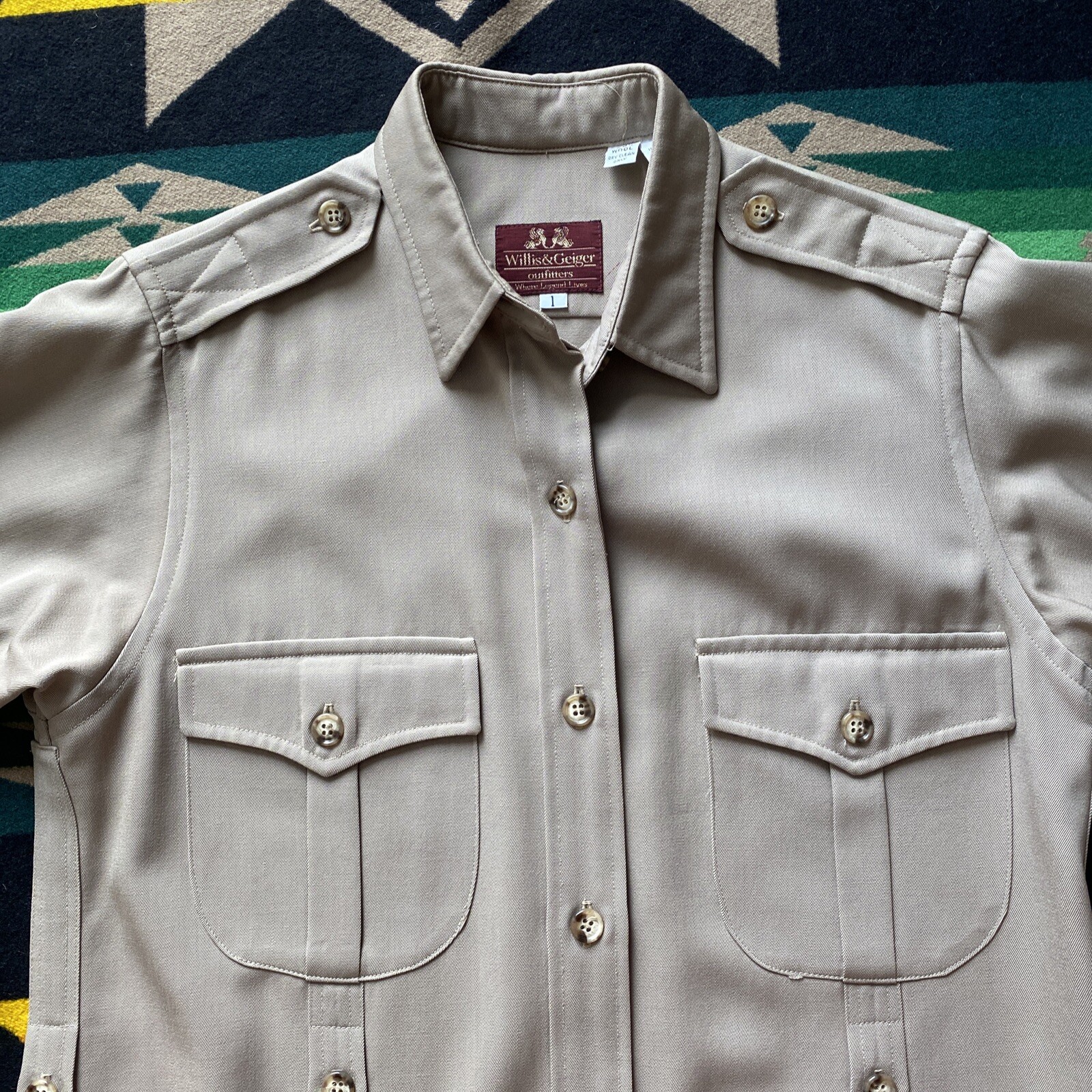 Willis & Geiger Outfitters Womens VTG Safari Khaki Trenc Serengeti Dress Sz 4-6