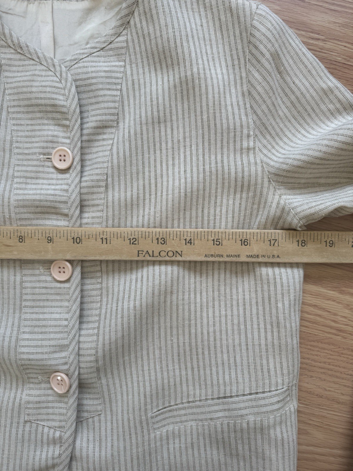 Vintage 1980s Bern Conrad Blazer Tan Striped Linen Blend Top Designer Jacket