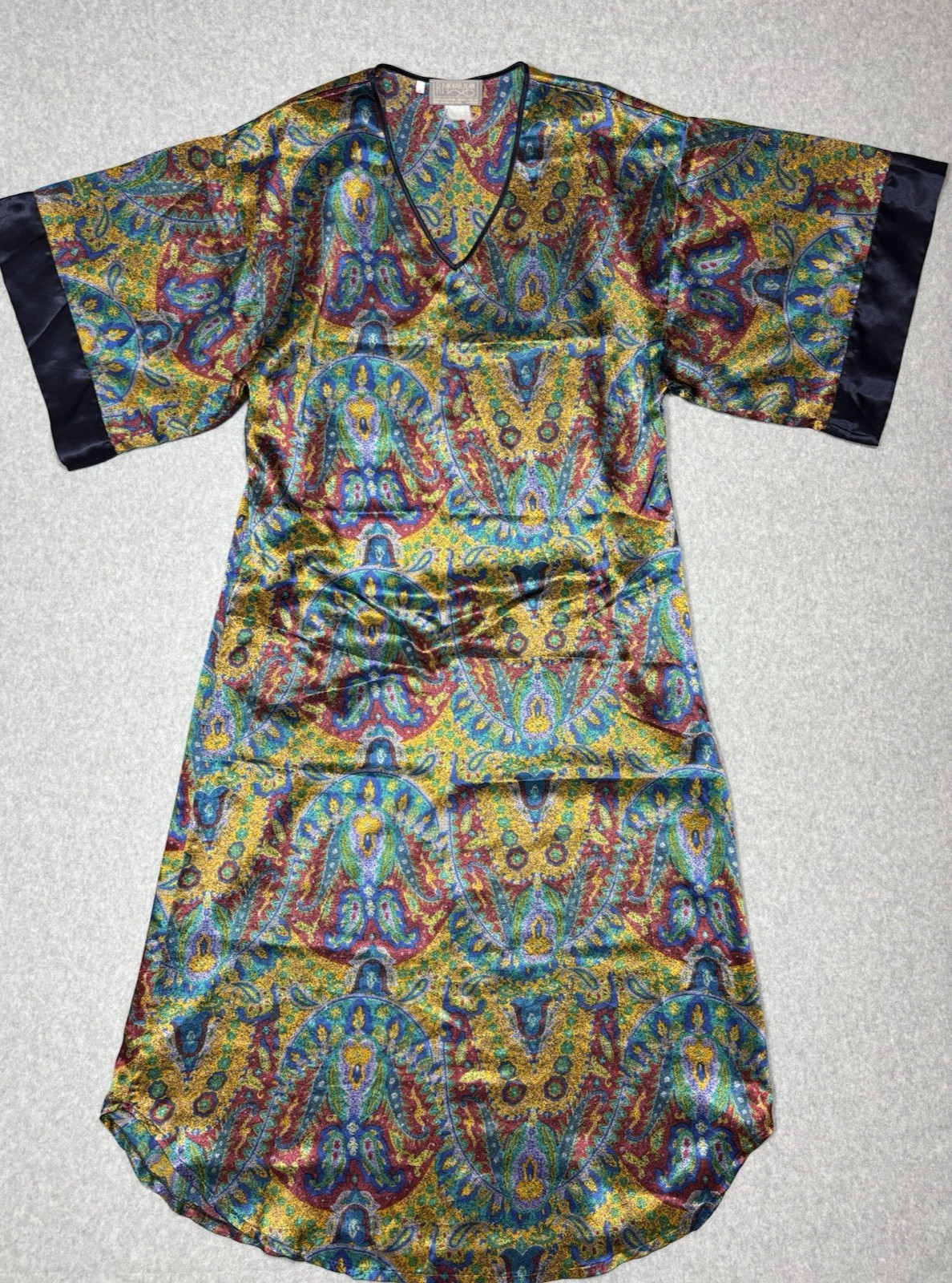 Vintage R Michael Alan Multicolor Mumu Silky Large Sleeves Size Medium
