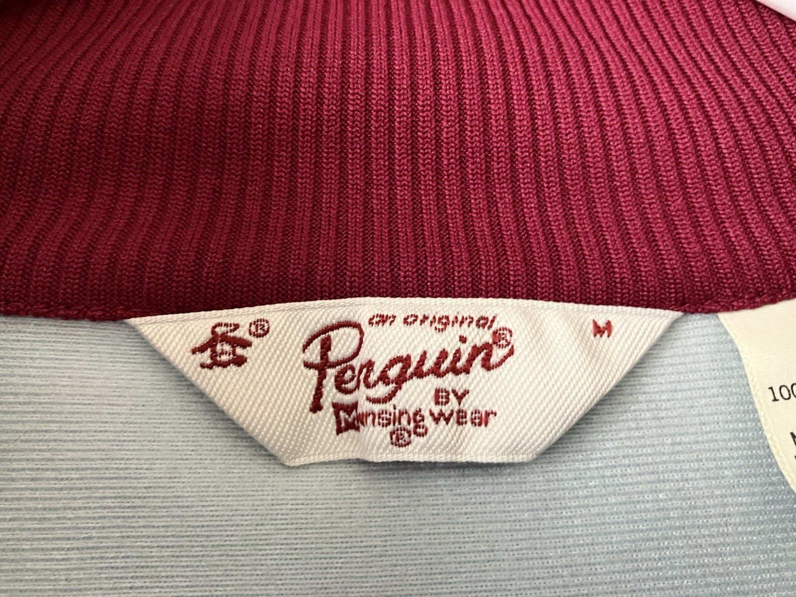 An Original PENGUIN By Munsingwear JACKET Full Zip Dark & Orange Red Pale Blue M