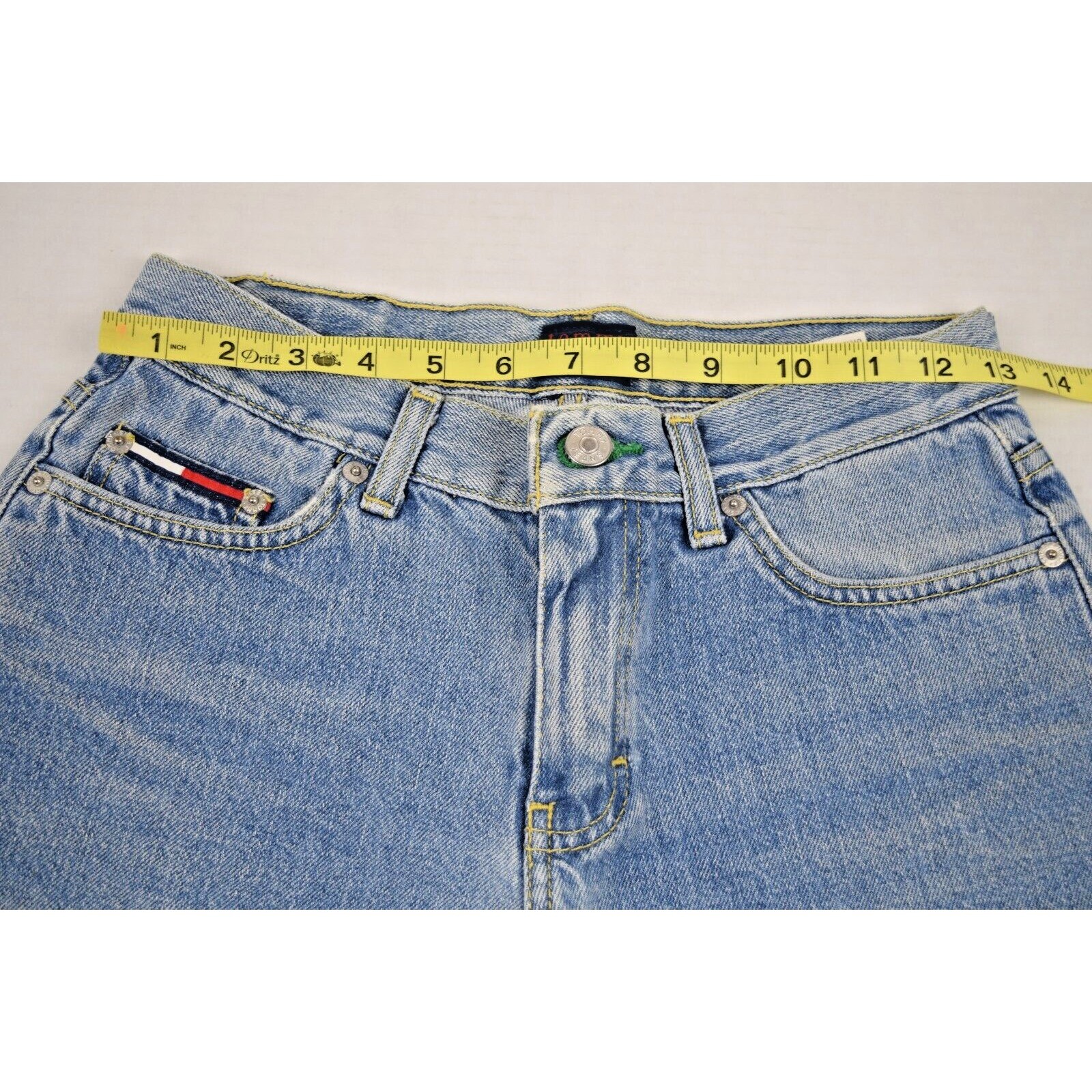 Jean Shorts Tommy Hilfiger Size 3 Y2K Blue Hipster Short Vintage Flag Logo