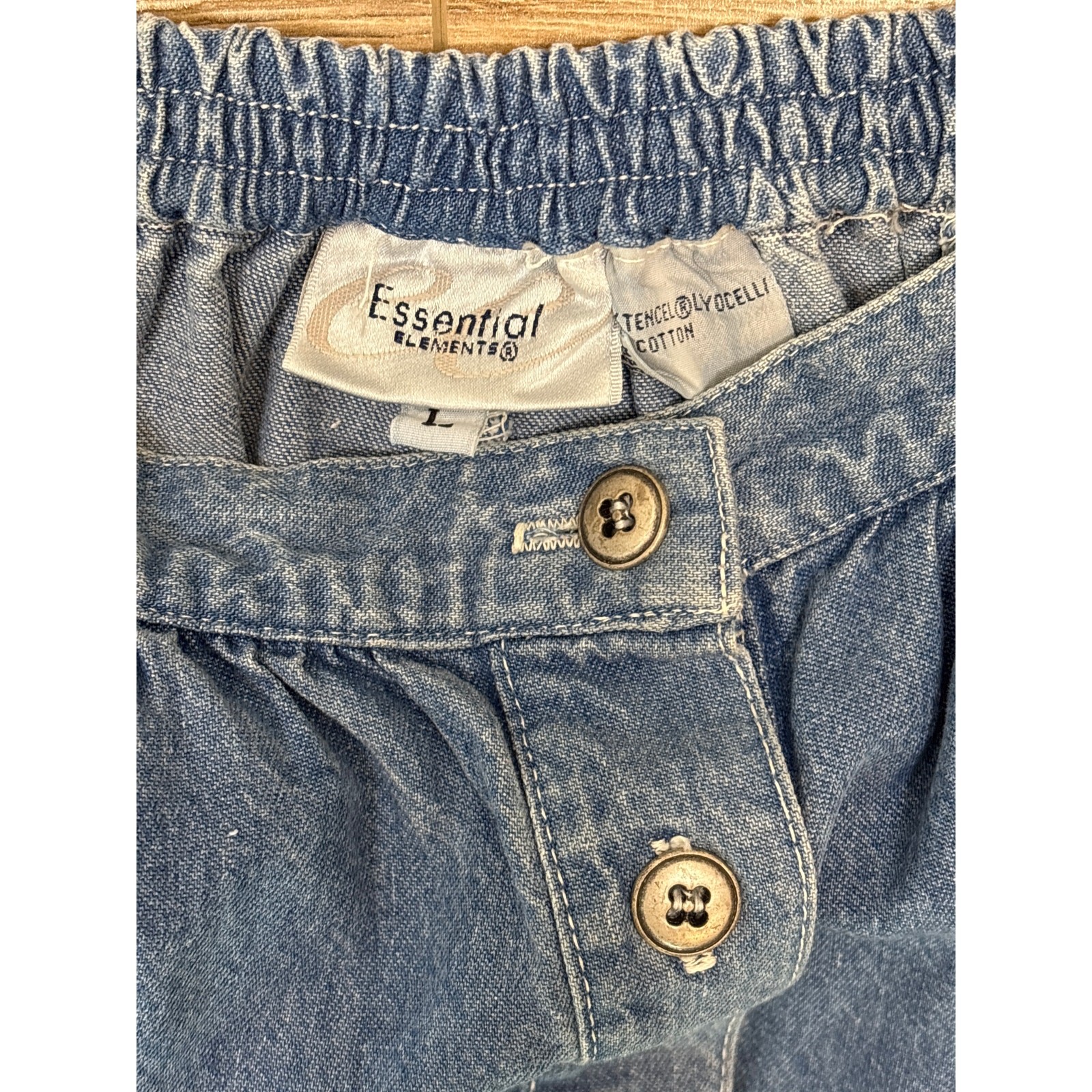 Vintage Essential Elements Denim long Jean Skirt button up maxi A line Large