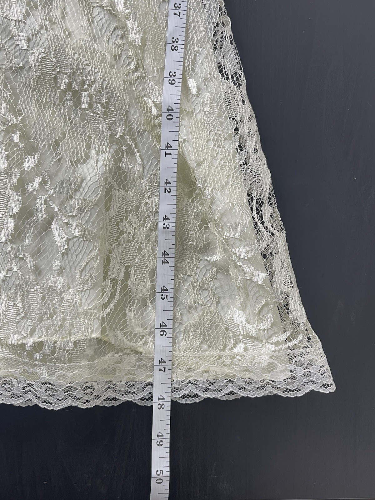 VTG 80s HW Collections Ivory Shiny Sequin Lace Drop Waist Ball Gown Wedding M-L