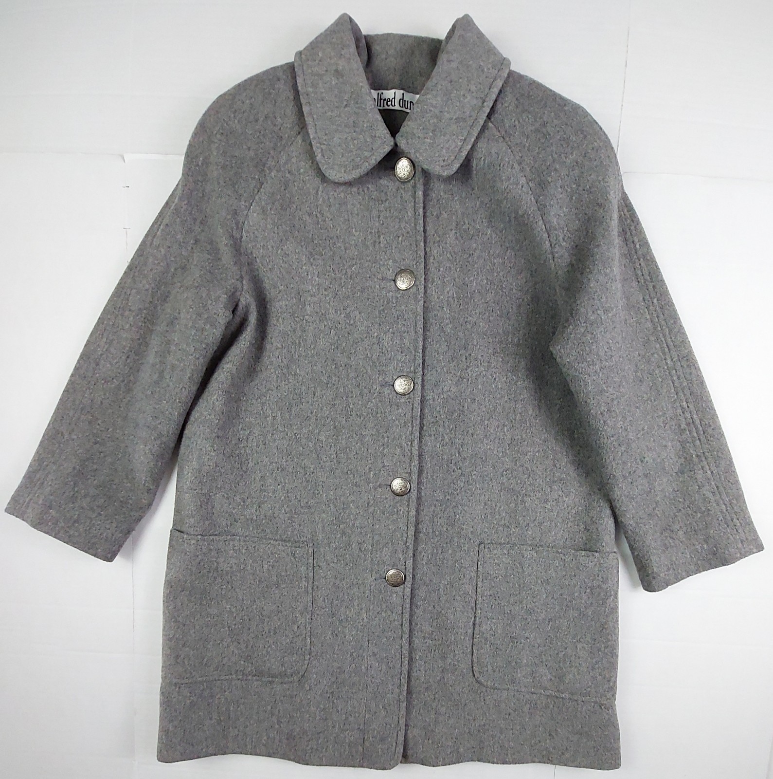 Vintage Y2K Alfred Dunner Wool Coat Womens Size 8 Gray Raglan Sleeve Made In USA