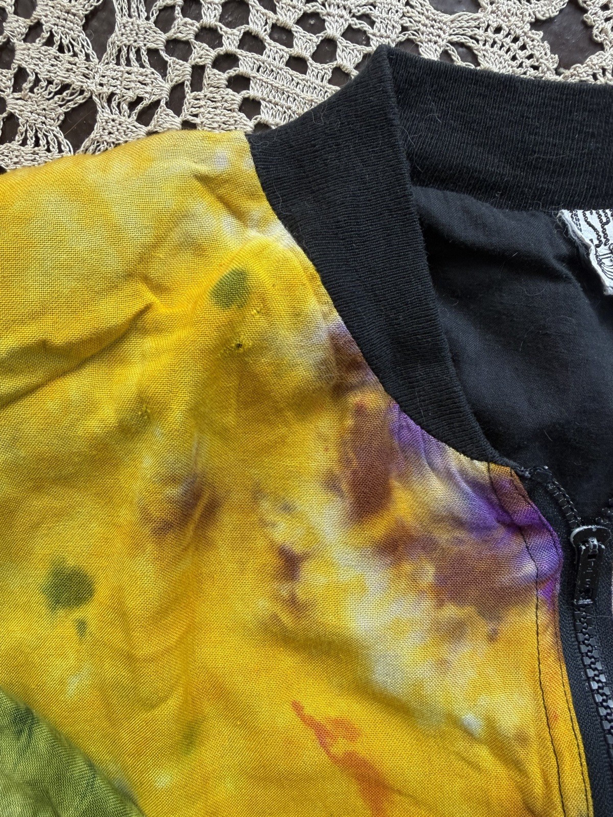 Vintage ‘80s ‘90s Tie Dye Bomber Jacket Soft Rayon India S/M/L