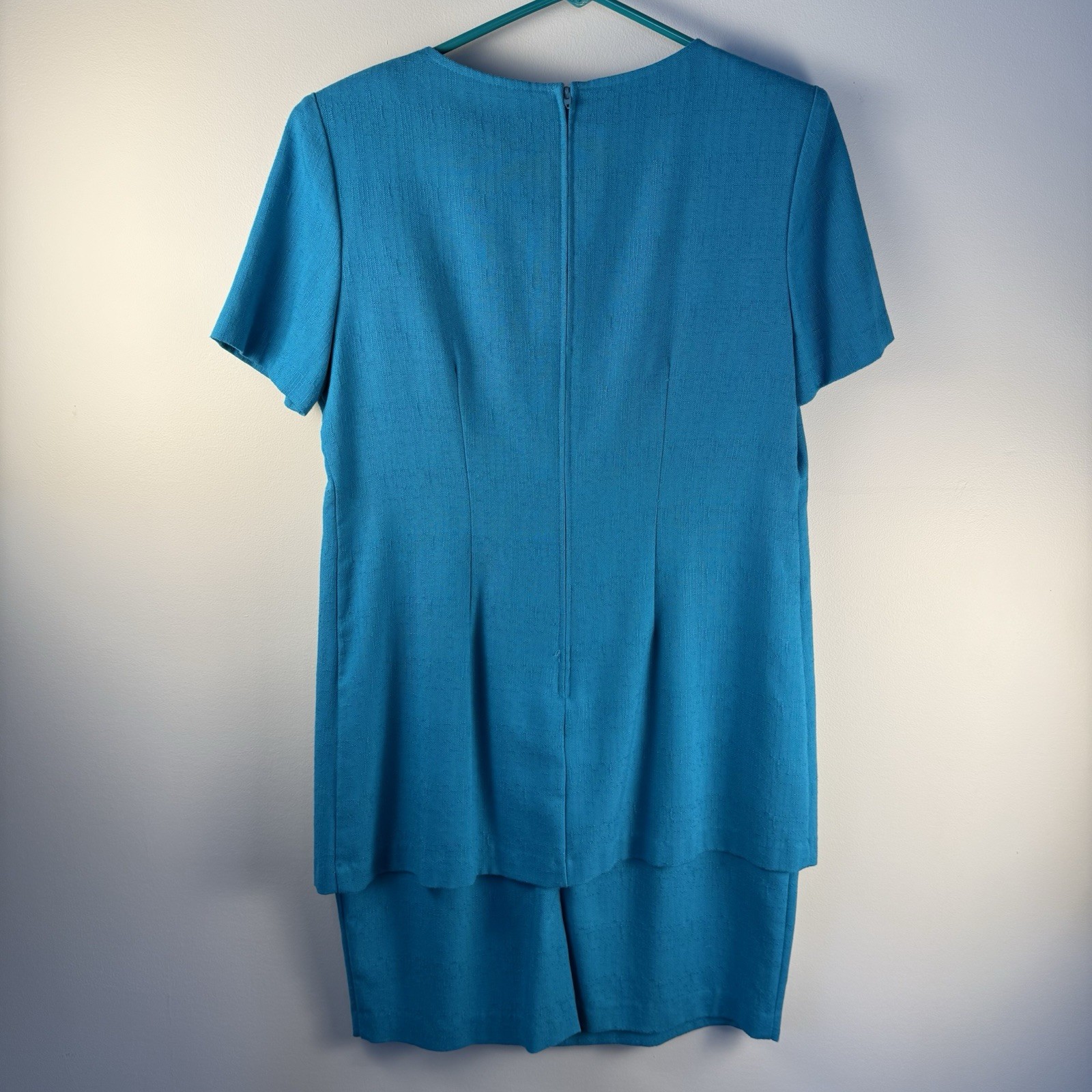 Vintage S.L. Petites Dress Size 12P Wood Buttons Made In USA One- Piece Zip Back