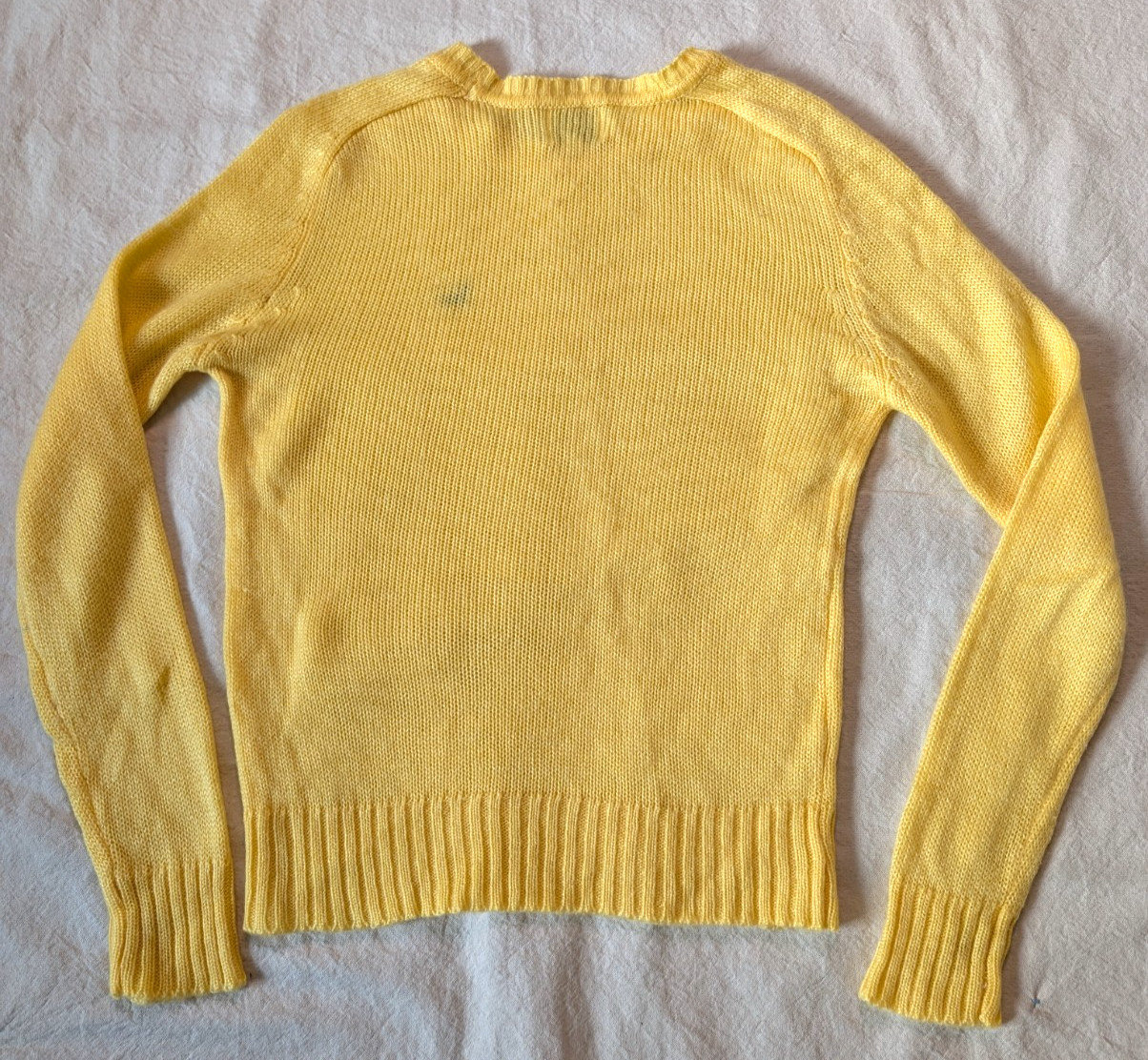 Vintage 70s Women’s Classic Yellow Knit Sweater Cropped Society Medium Embroider