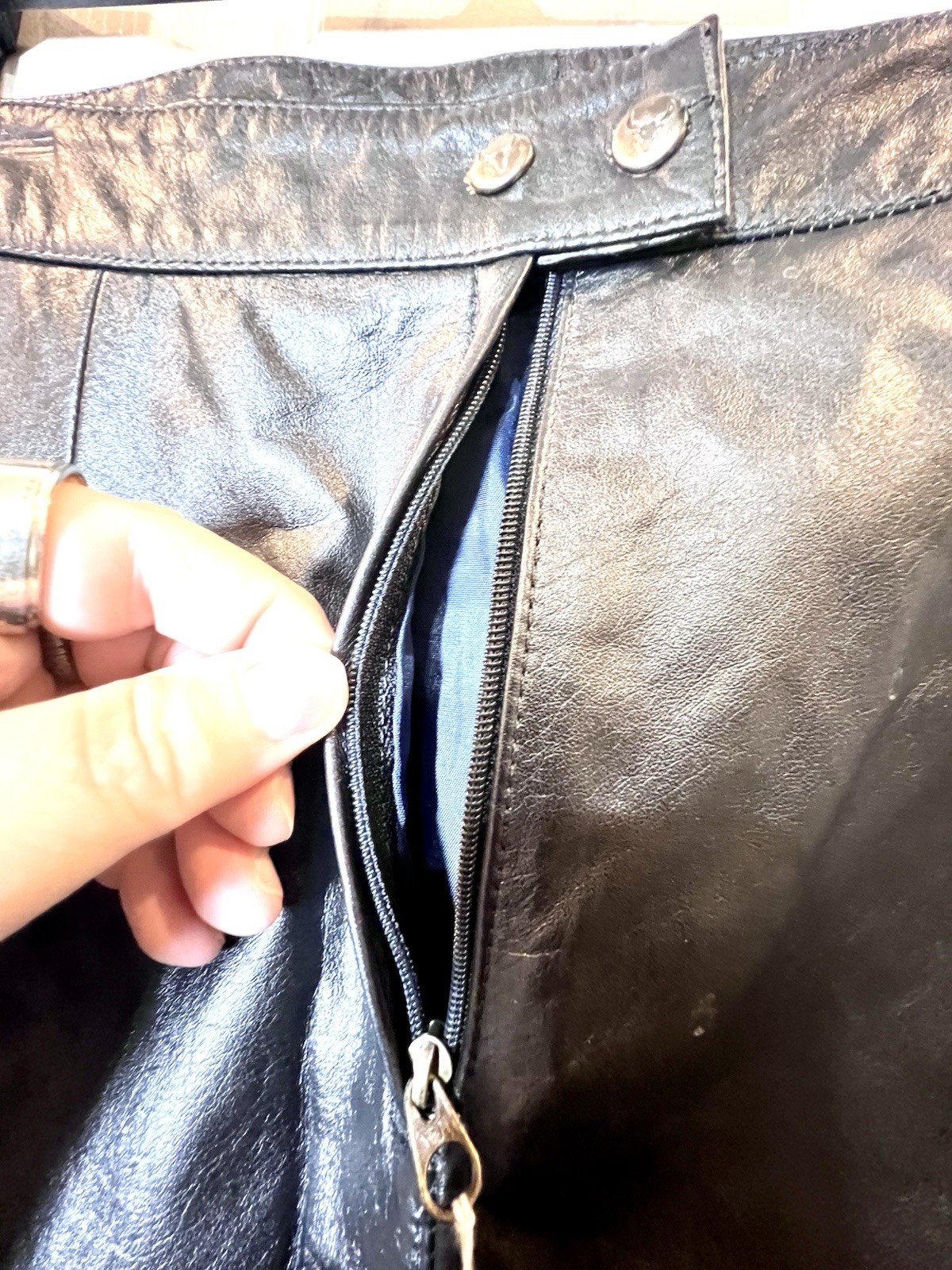 Vintage 80s Black Leather Pencil Skirt High Waist Size 3/4 XS S Bolivia Retro