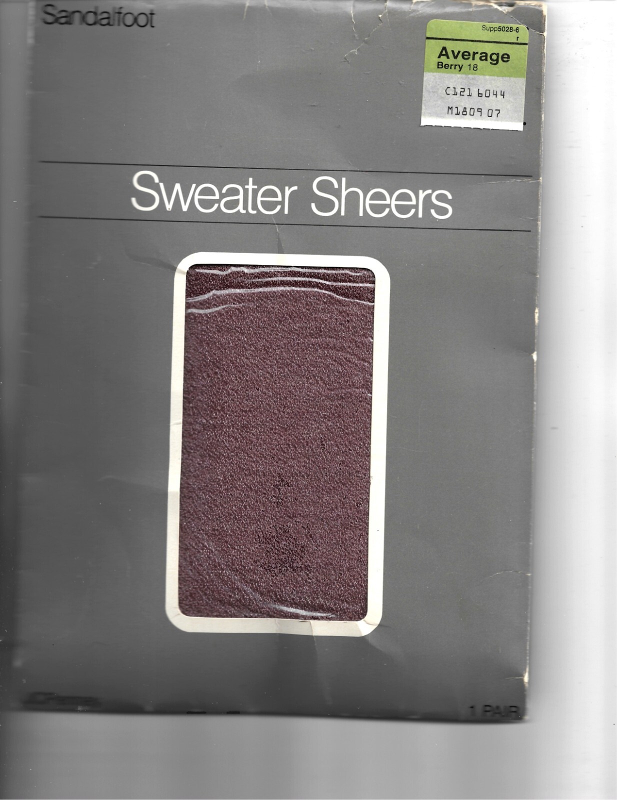 New Sandalfoot Sweater Sheers,Polyester,Nylon & Rayon,Size Average,Color Berry