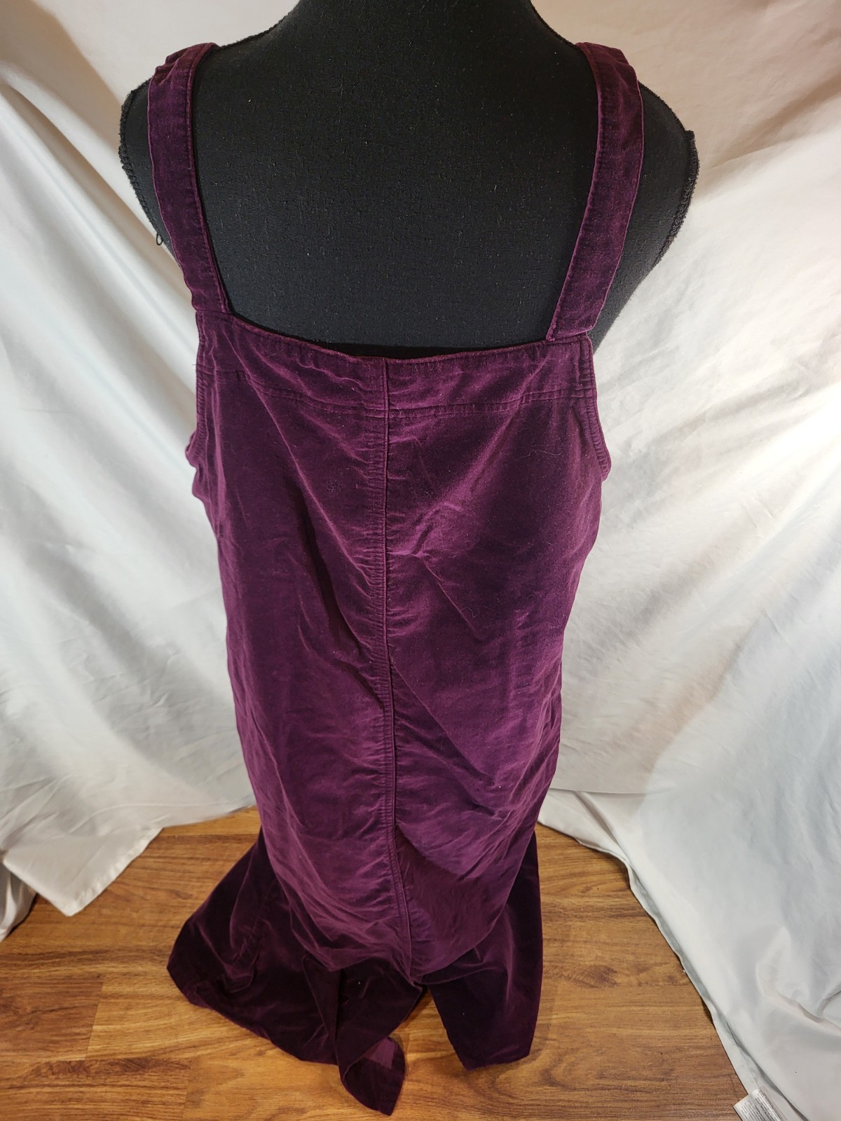 Vtge Directives Plum Purple Velvet Overall Dress Size 16 Modest