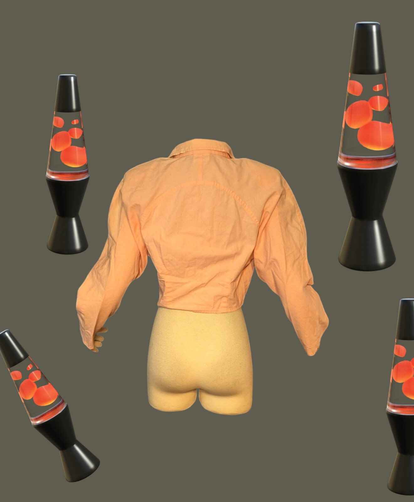 VTG 80s JONI BLAIR Orange HIPPIE CHIC Crop Top Shirt V-Neck RETRO Womens Size 11